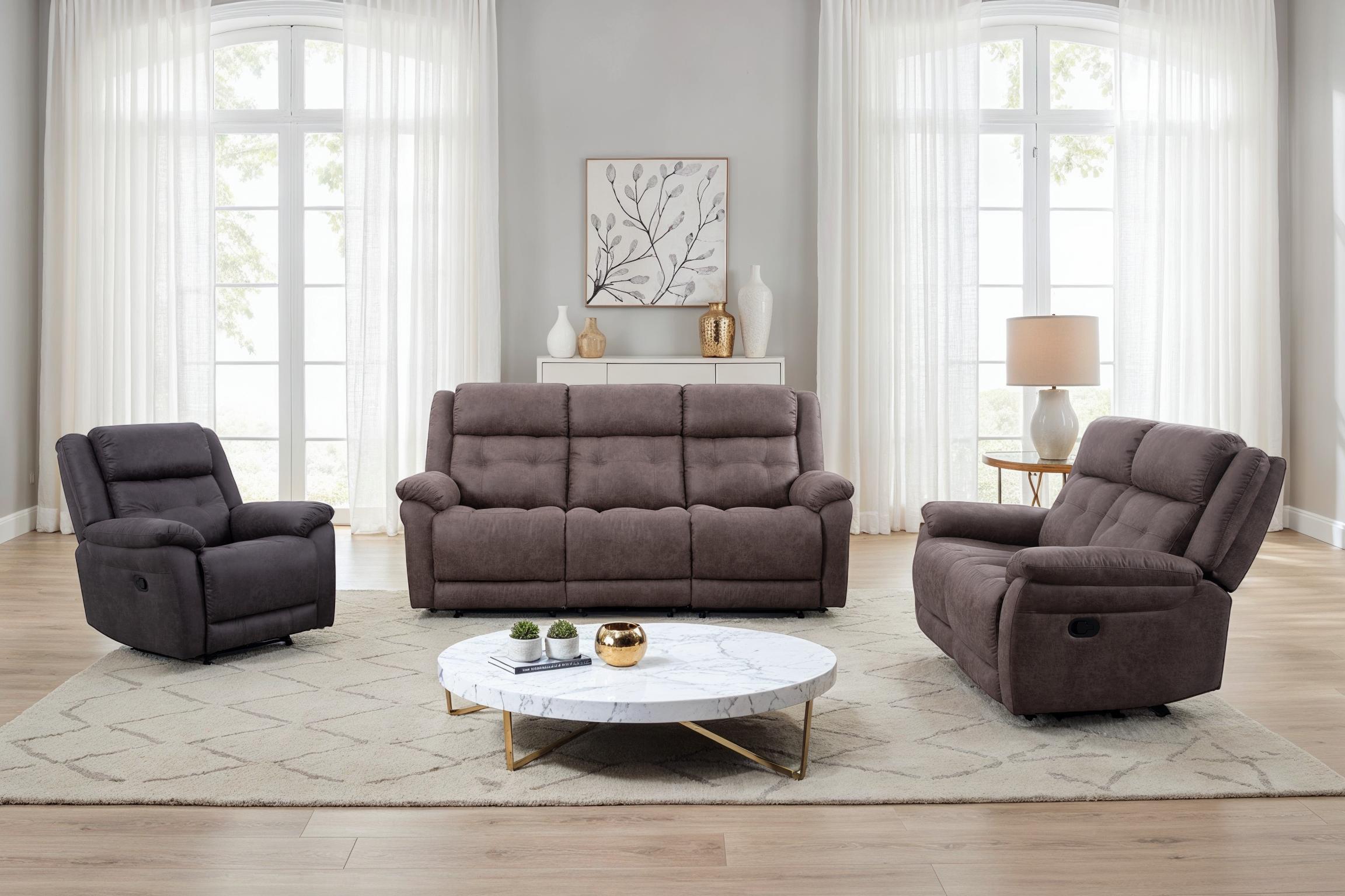70171 Reclining Sofa & Loveseat + FREE Recliner image 1