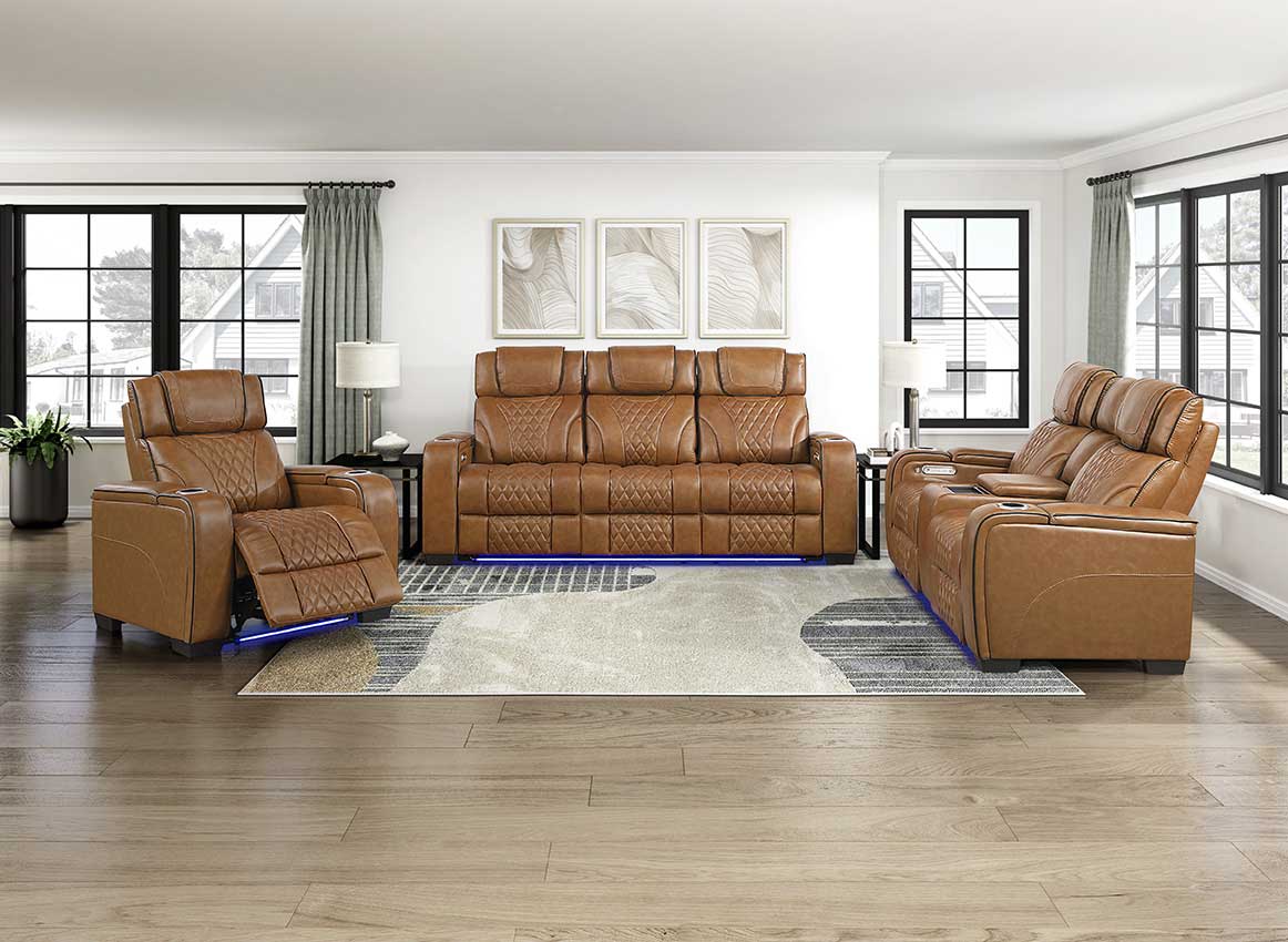 8449BR Power Leather Reclining Sofa  image 1