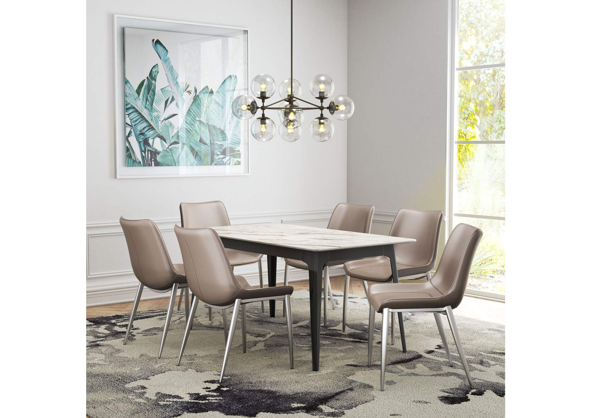 Magnus Dining Chair (Set Of 2) Brown & Silver image 3