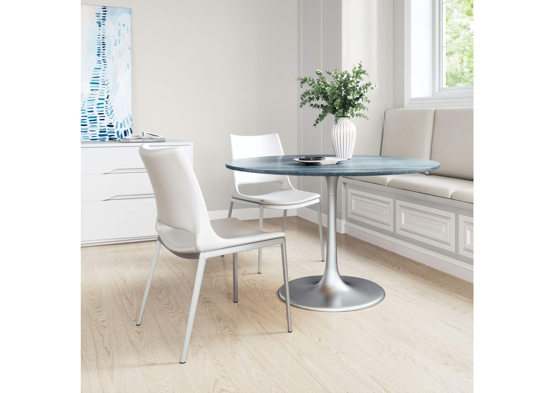 Ace Dining Chair (Set Of 2) White & Silver image 4