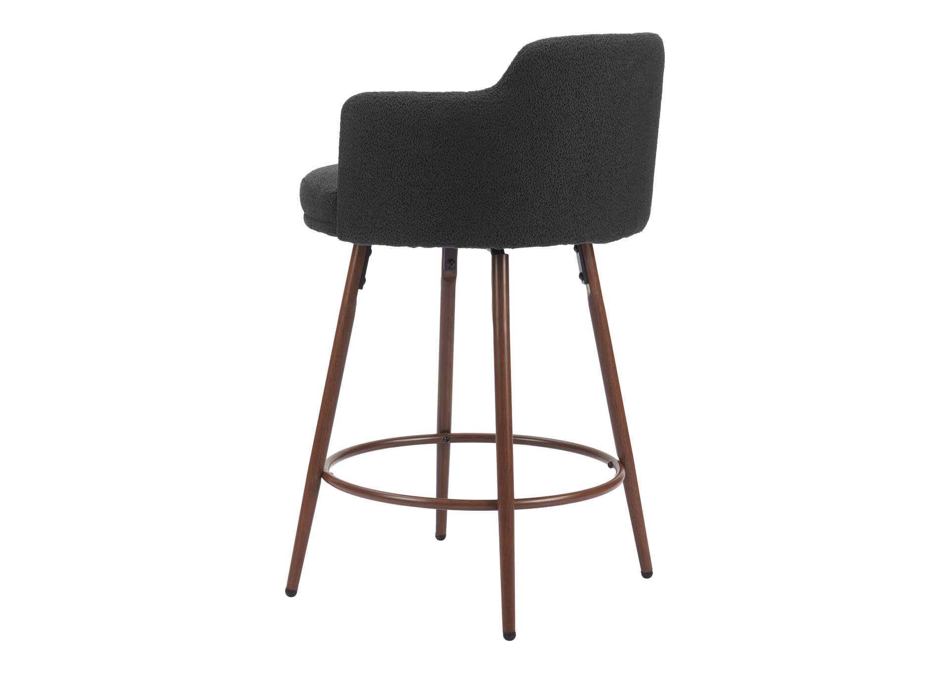Kono Swivel Counter Stool (Set Of 2) Black & Walnut image 6