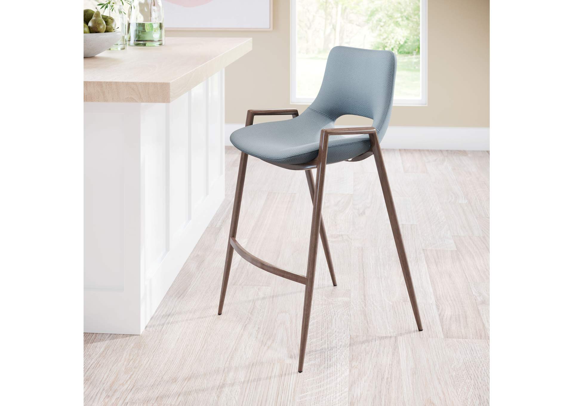 Desi Counter Stool (Set Of 2) Azure Gray & Walnut image 1