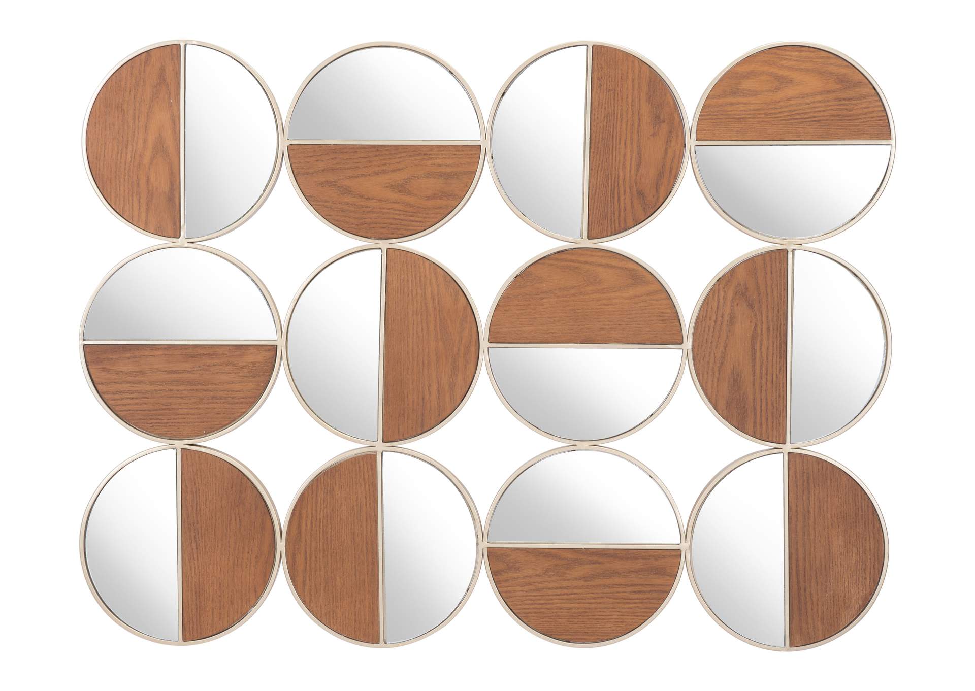 Cycle Round Mirror Gold & Walnut image 4