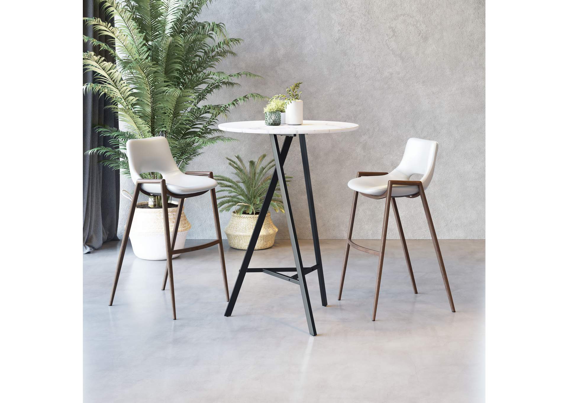 Desi Barstool (Set Of 2) White & Walnut image 3