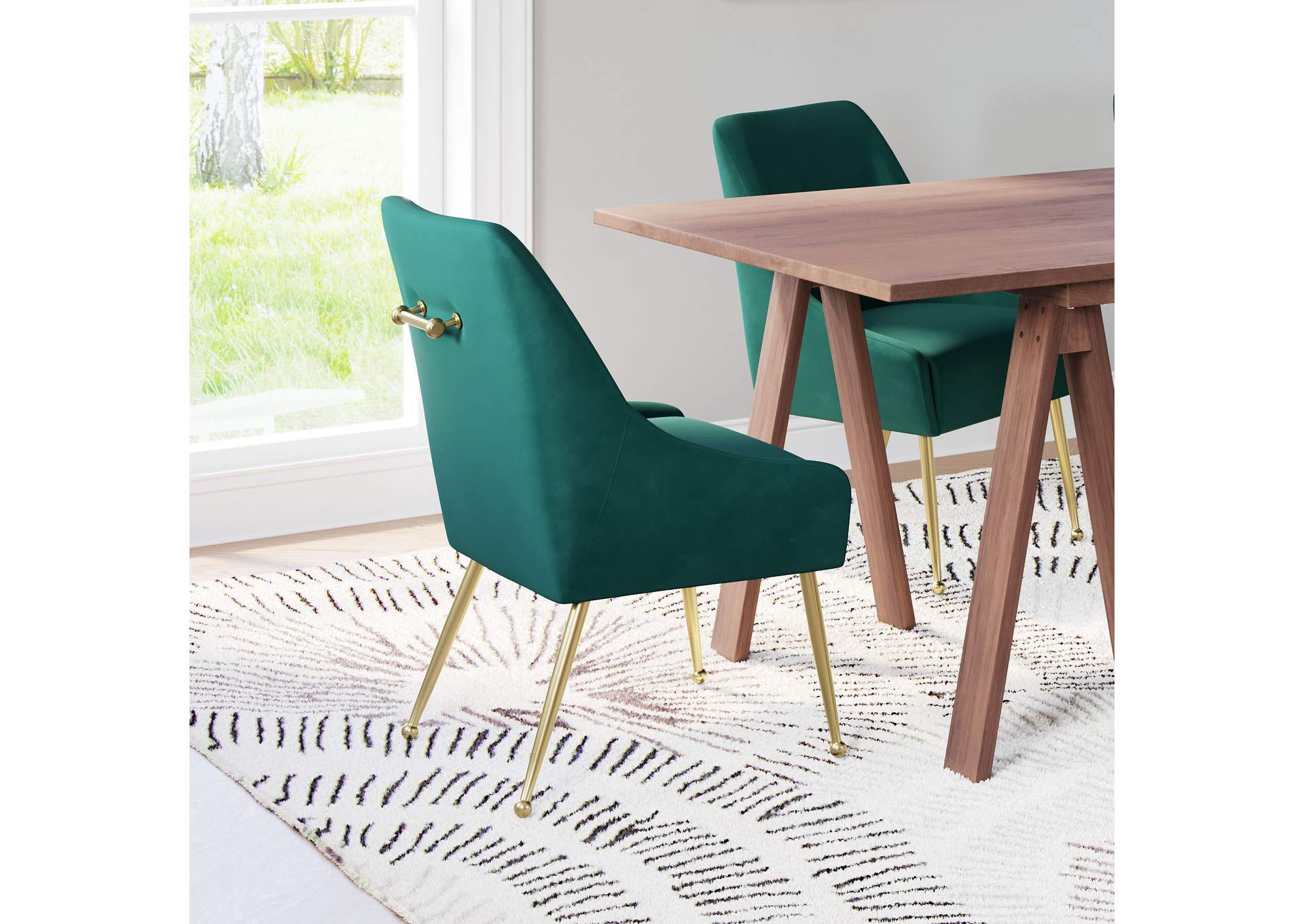 Maxine Dining Chair Green & Gold image 1