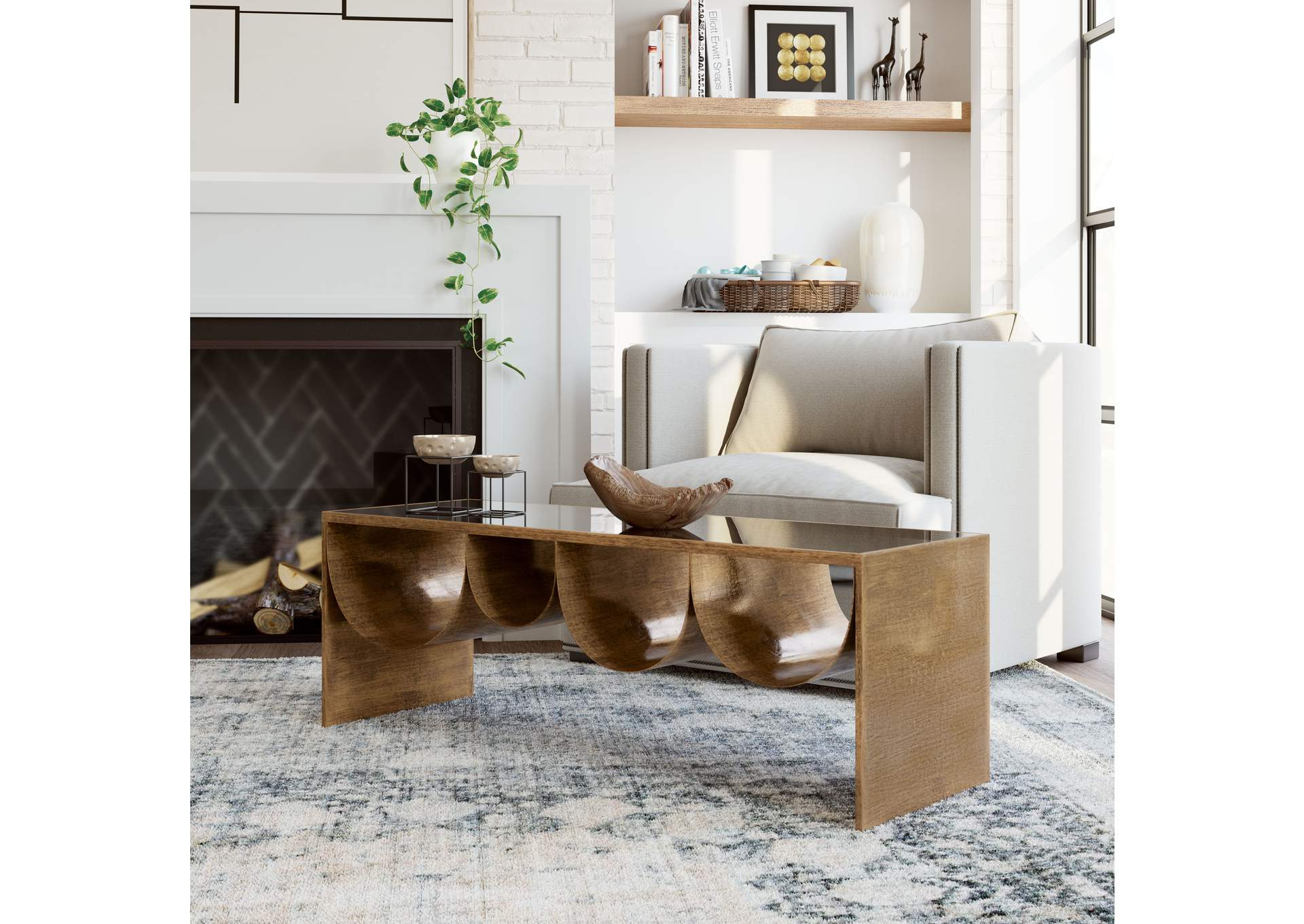 Reed Coffee Table Brass & Black image 1