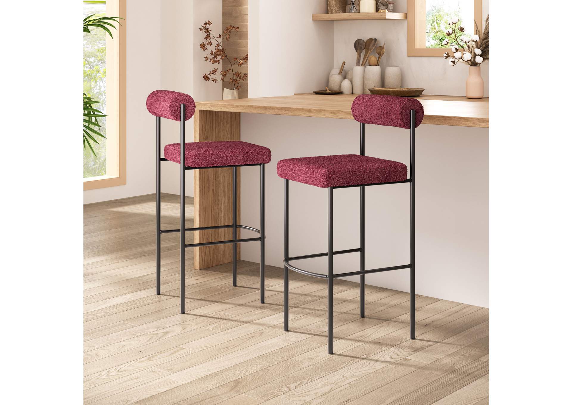 Livorno Barstool (Set Of 2) Red & Bronze image 1