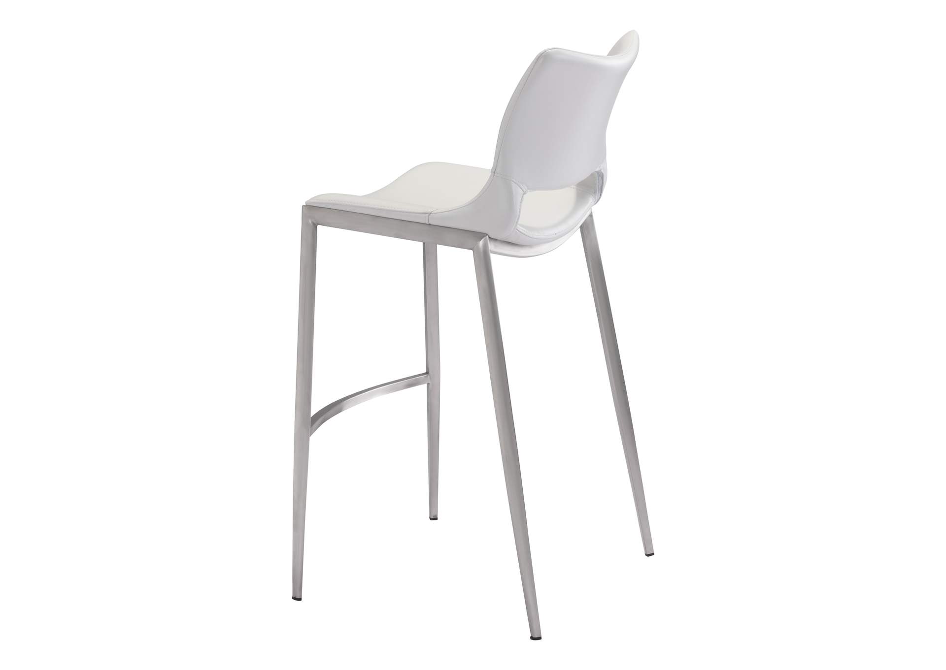 Ace Barstool (Set Of 2) White & Silver image 8