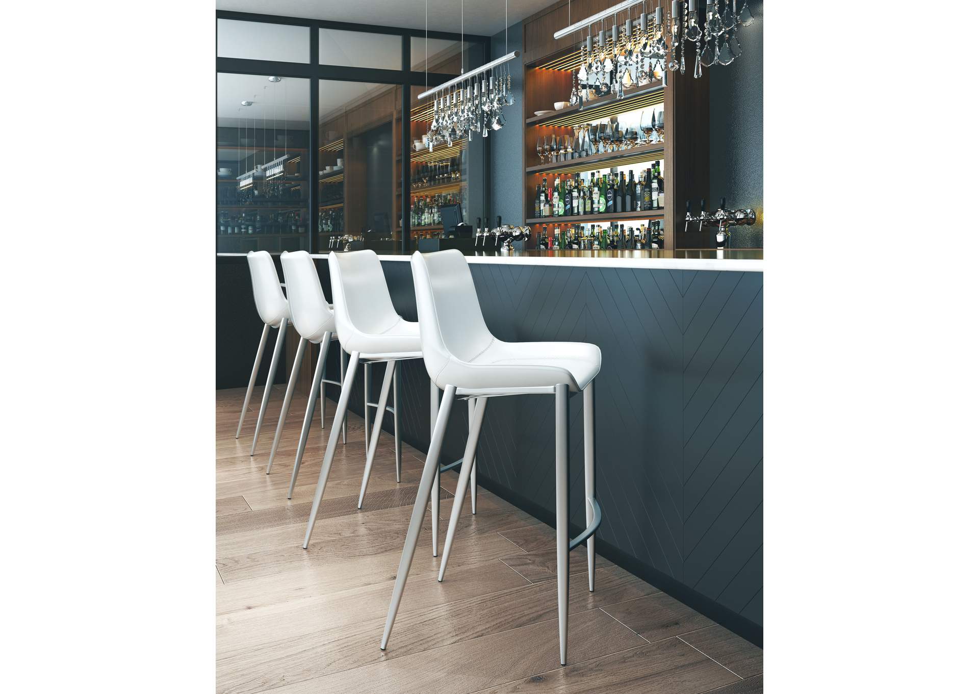 Magnus Barstool (Set Of 2) White & Silver image 3