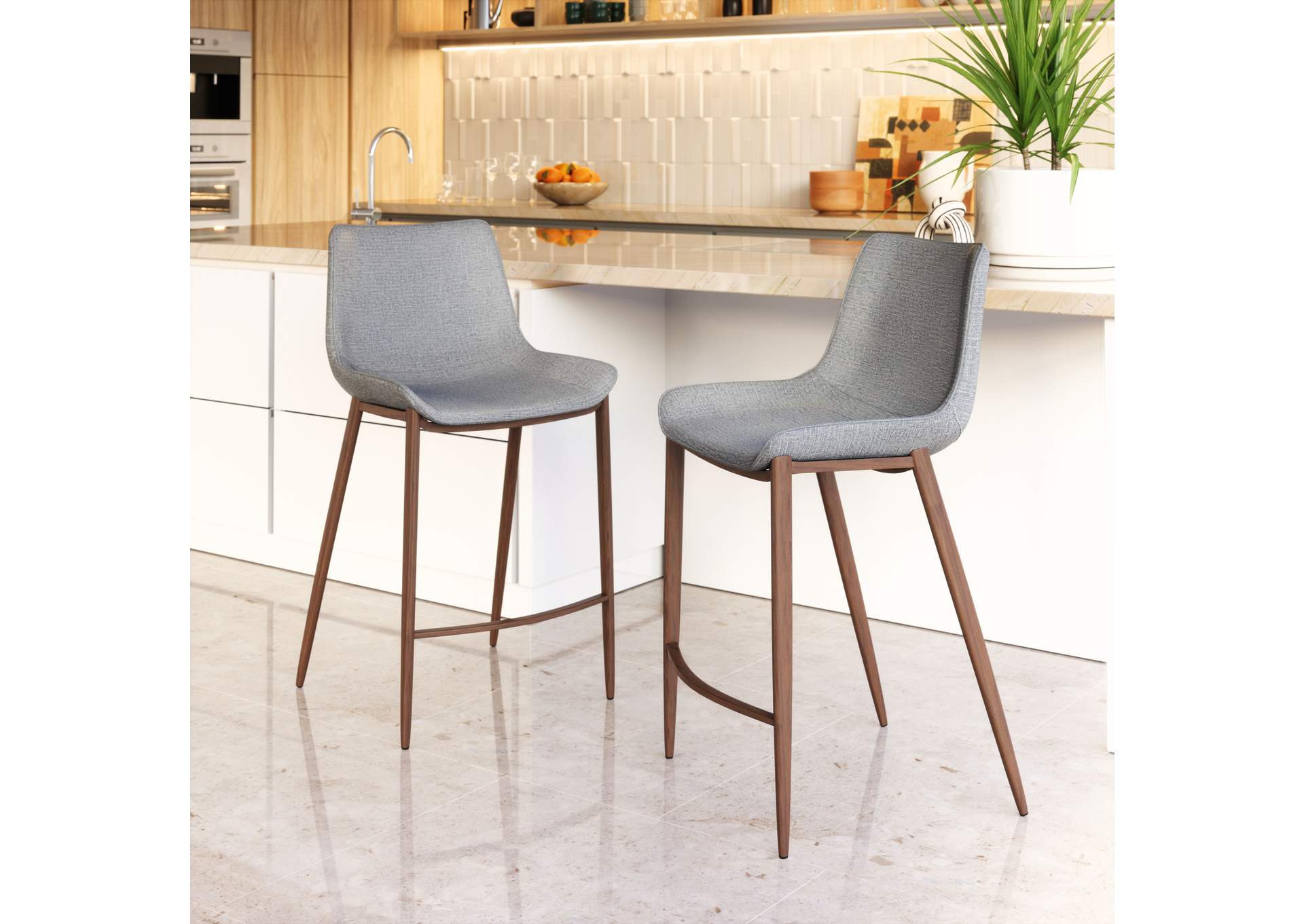 Magnus Counter Stool (Set Of 2) Slate Gray & Walnut image 1