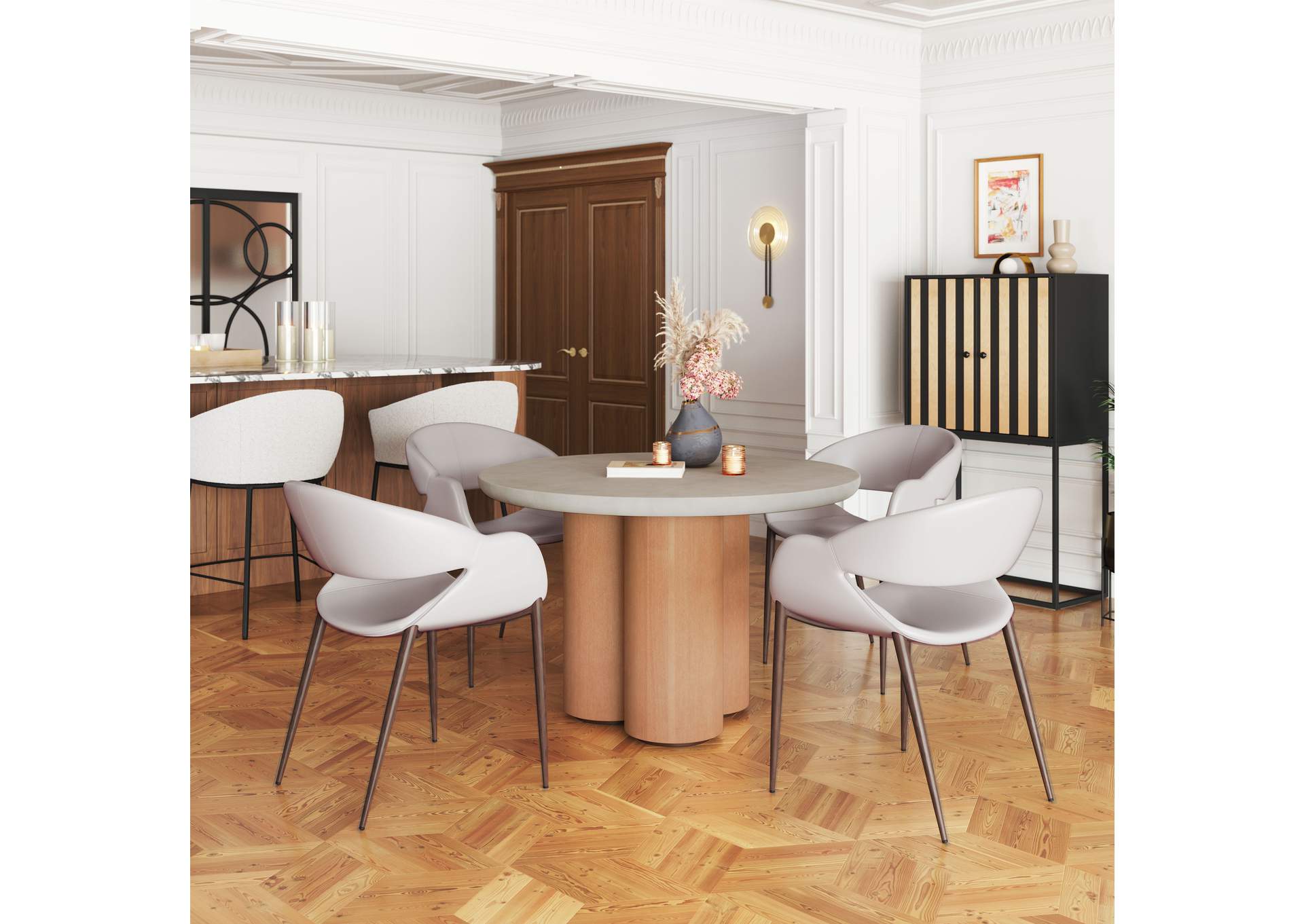 Limay Dining Chair (Set Of 2) Beige & Walnut image 3