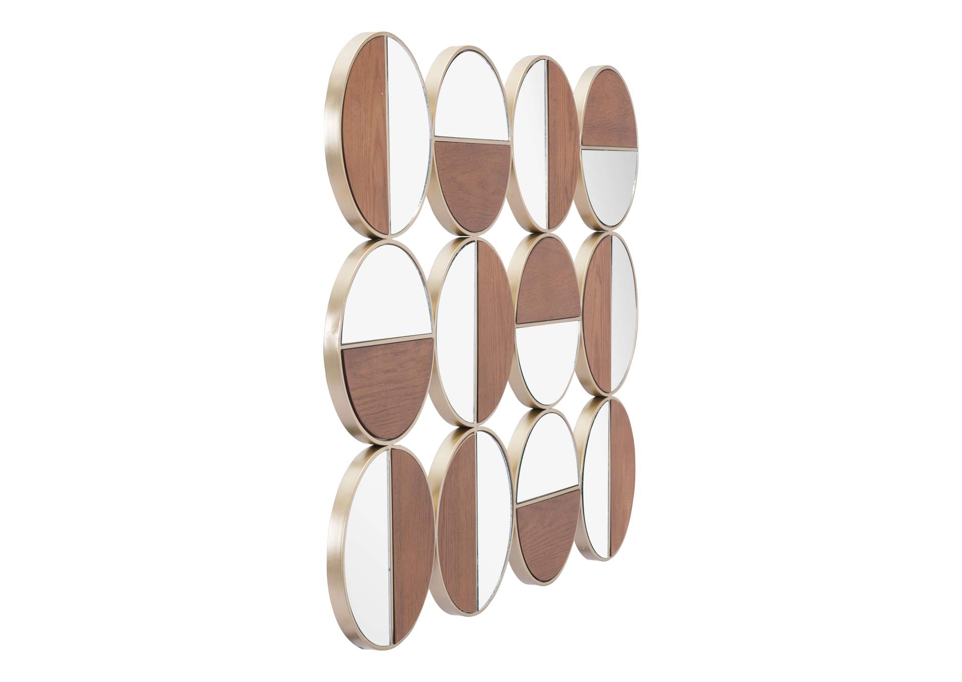 Cycle Round Mirror Gold & Walnut image 5