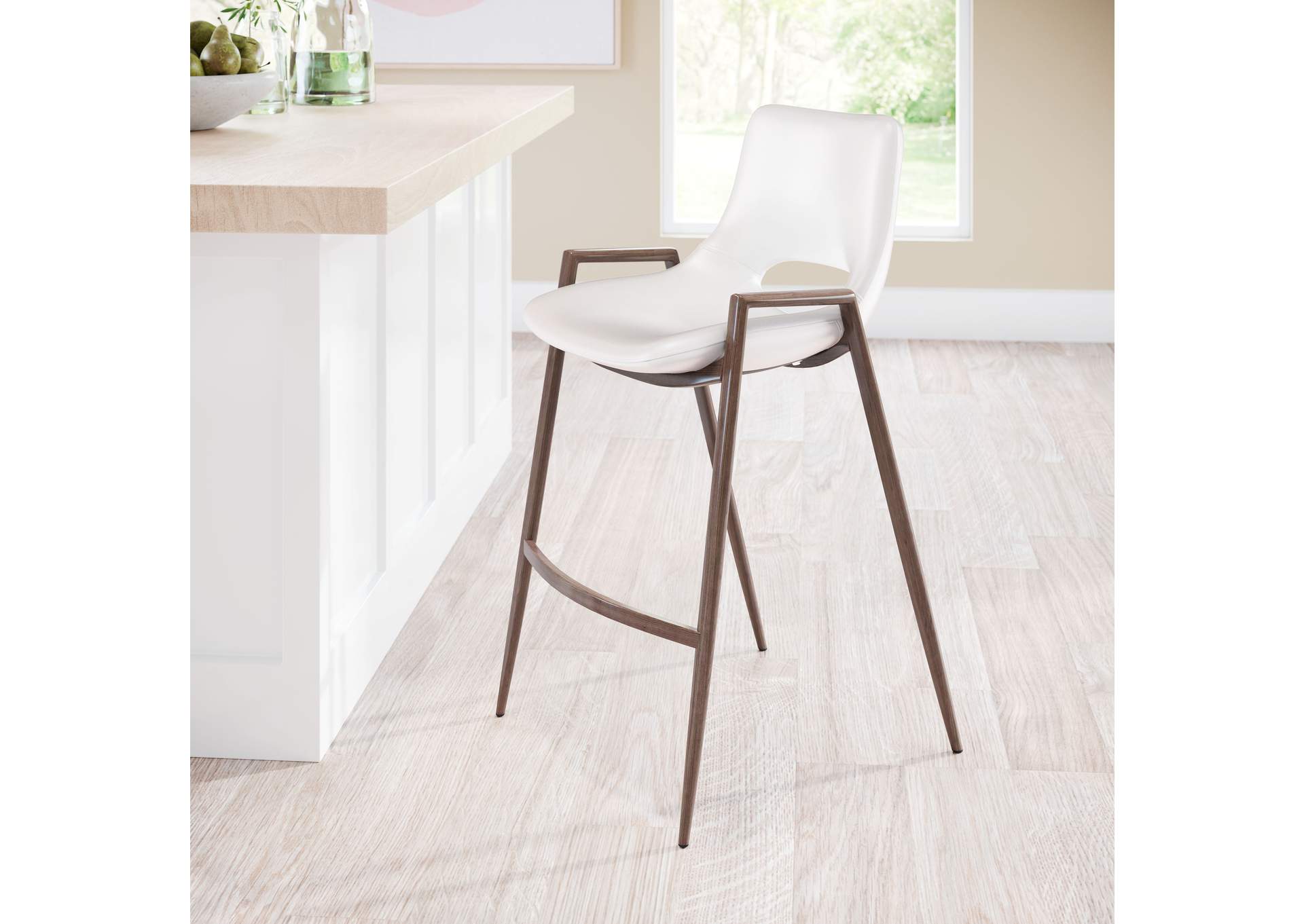 Desi Counter Stool (Set Of 2) White & Walnut image 1