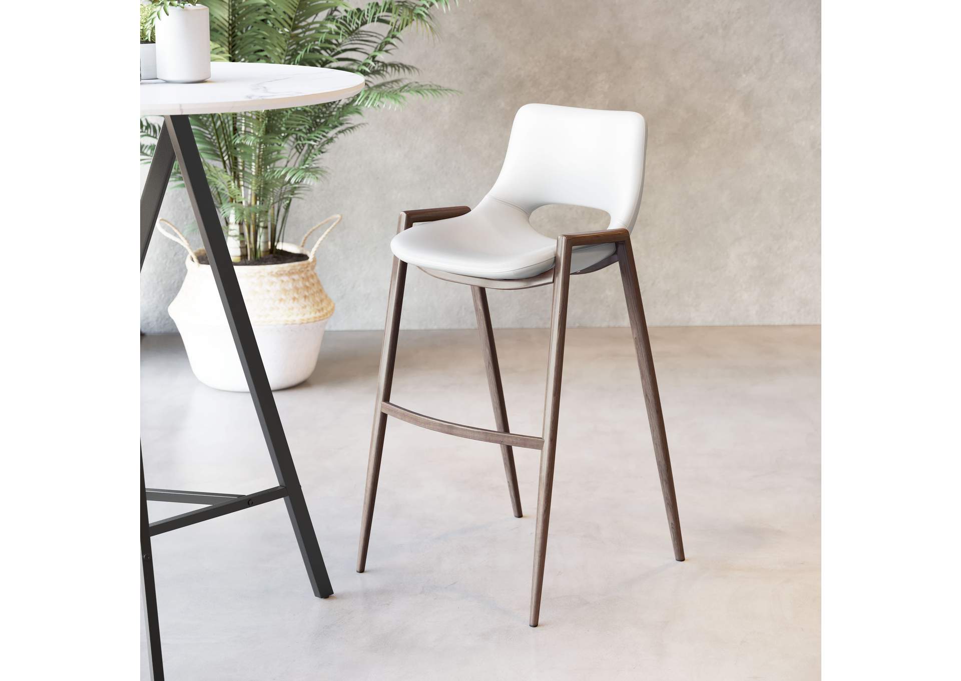Desi Barstool (Set Of 2) White & Walnut image 1