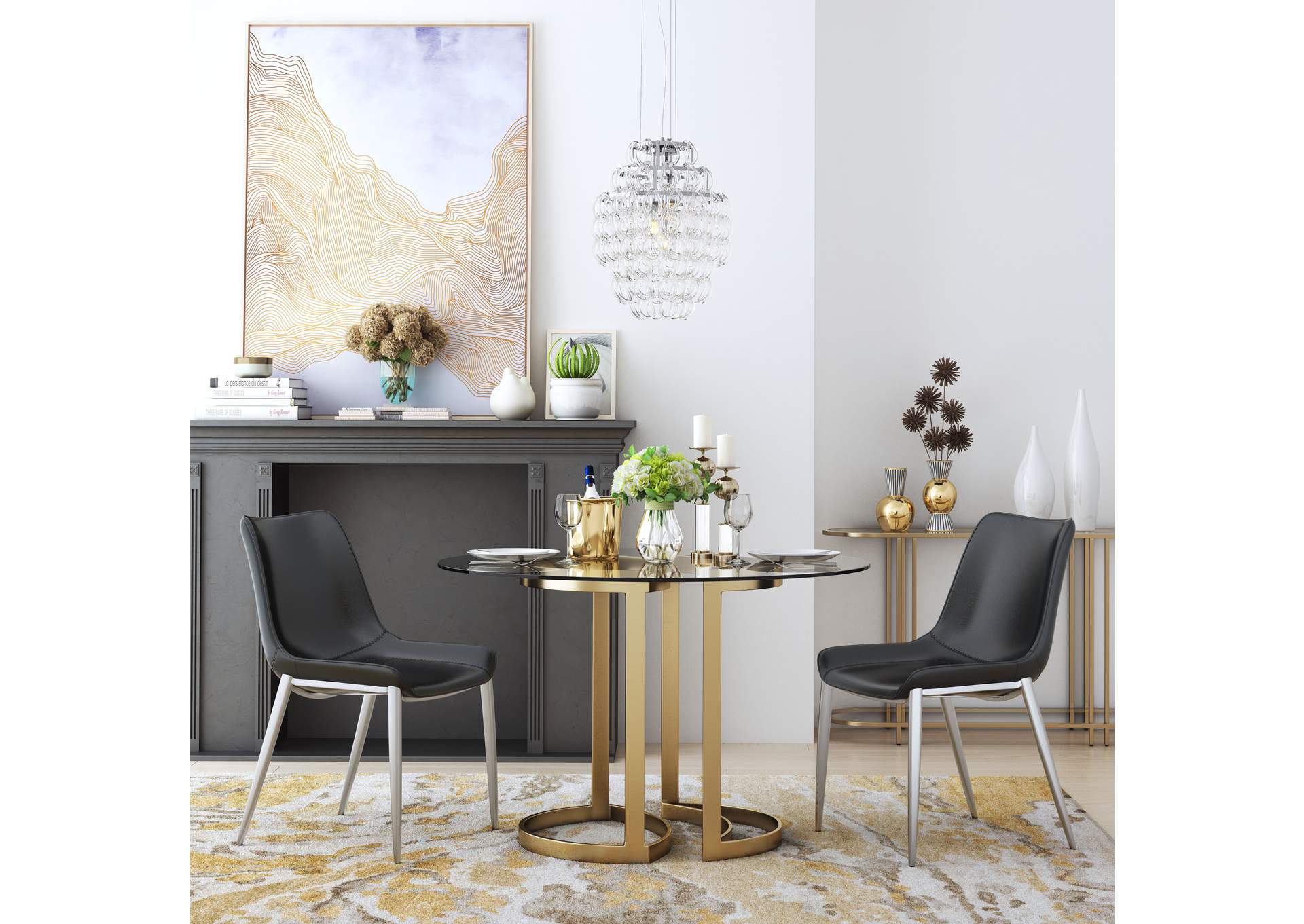 Magnus Dining Chair (Set Of 2) Black & Silver image 1