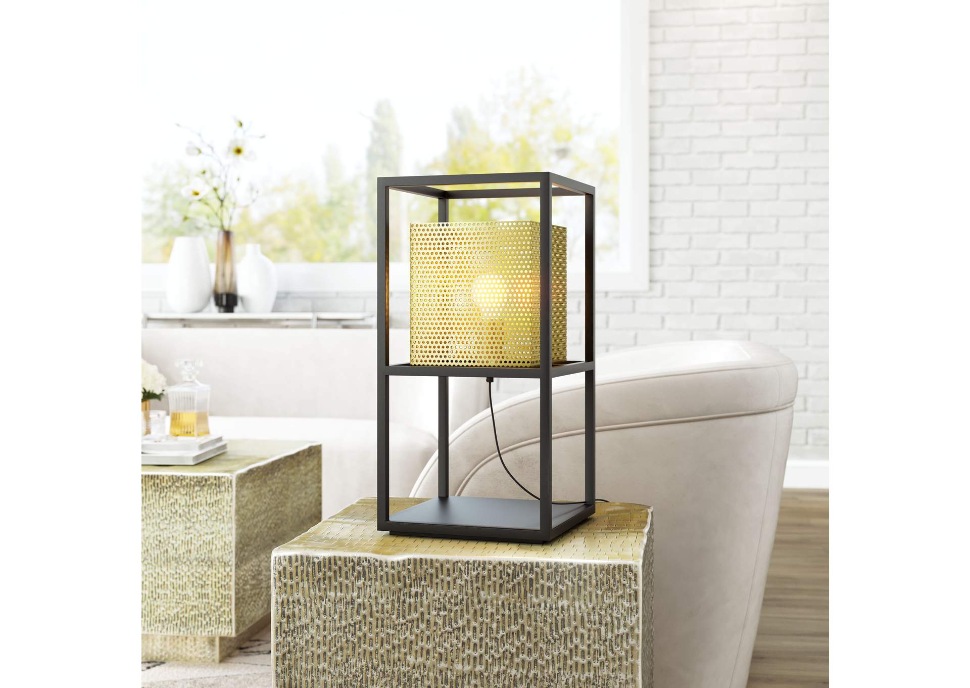 Yves Table Lamp Gold & Black image 1