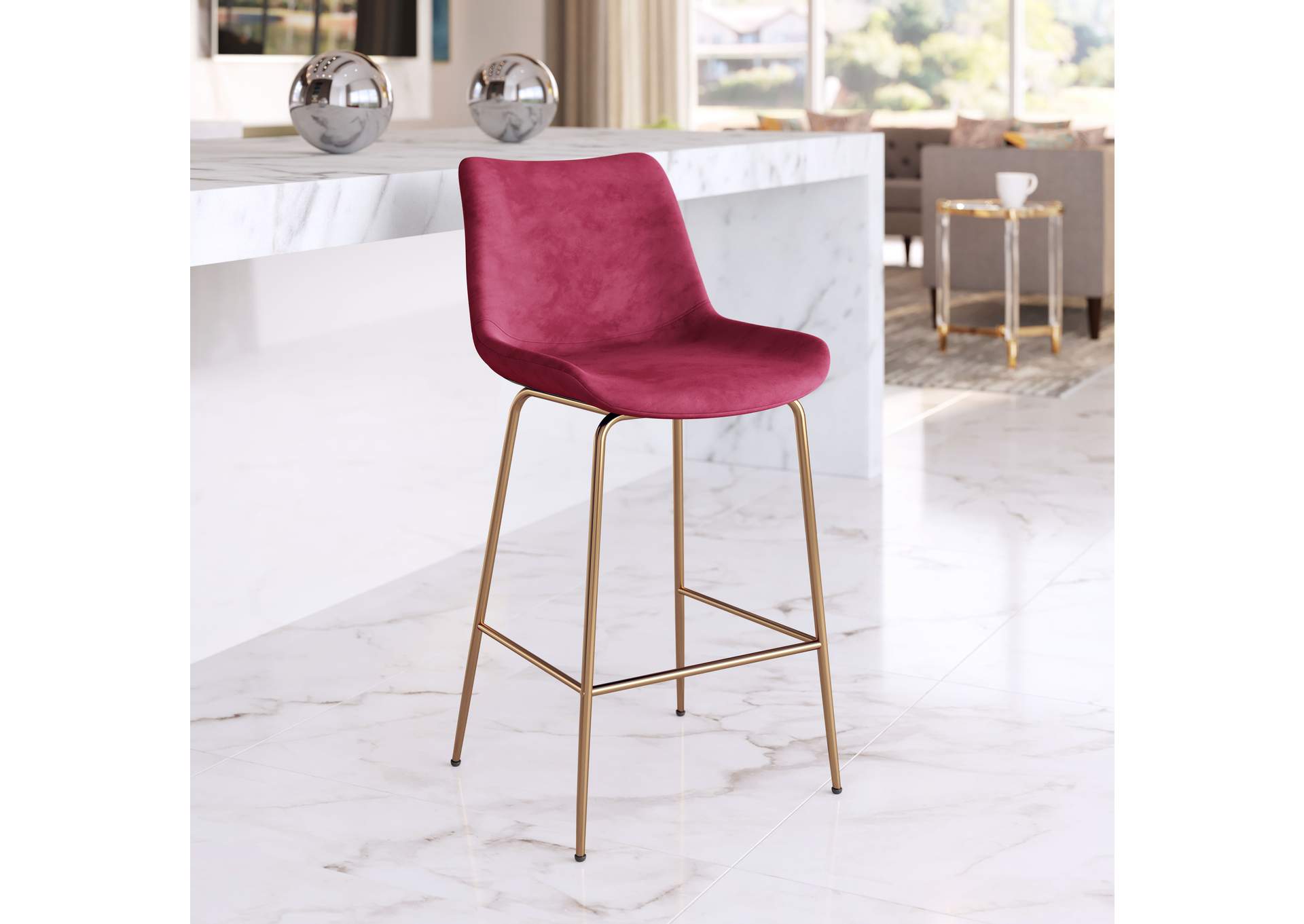 Tony Counter Stool Red & Gold image 1