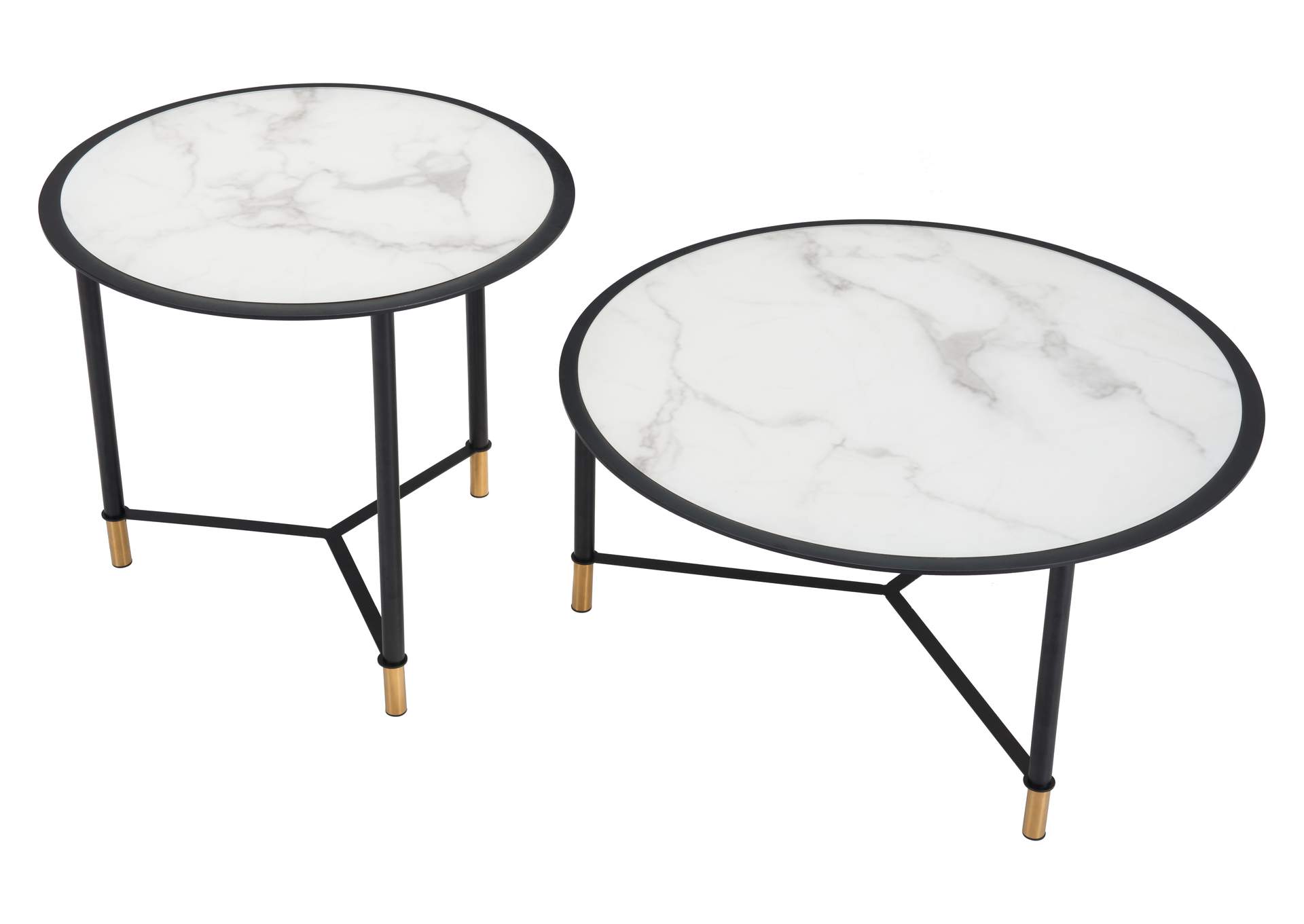 Davis Coffee Table Set (2-Piece) White & Black image 8