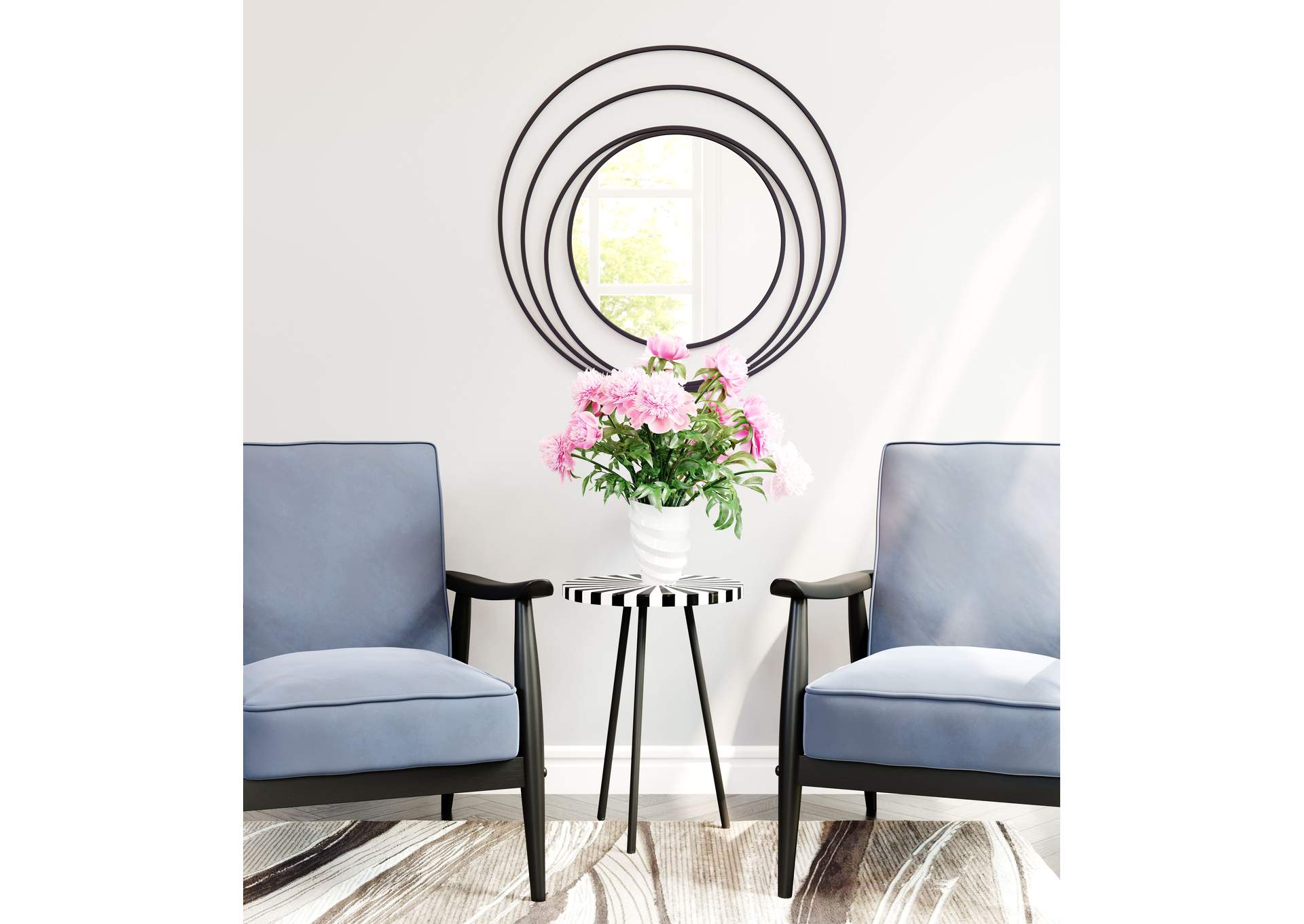 Luna Round Mirror Black image 1