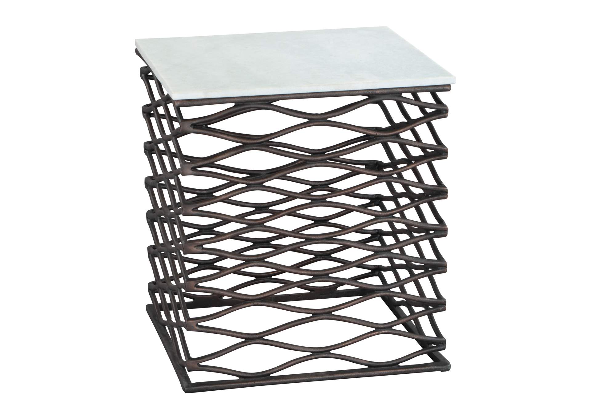 Duke Side Table White & Antique Bronze image 3