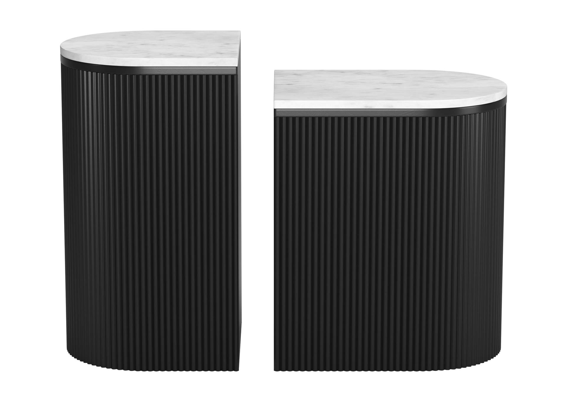 Ormara Side Table Set (2-Piece) White & Black image 4