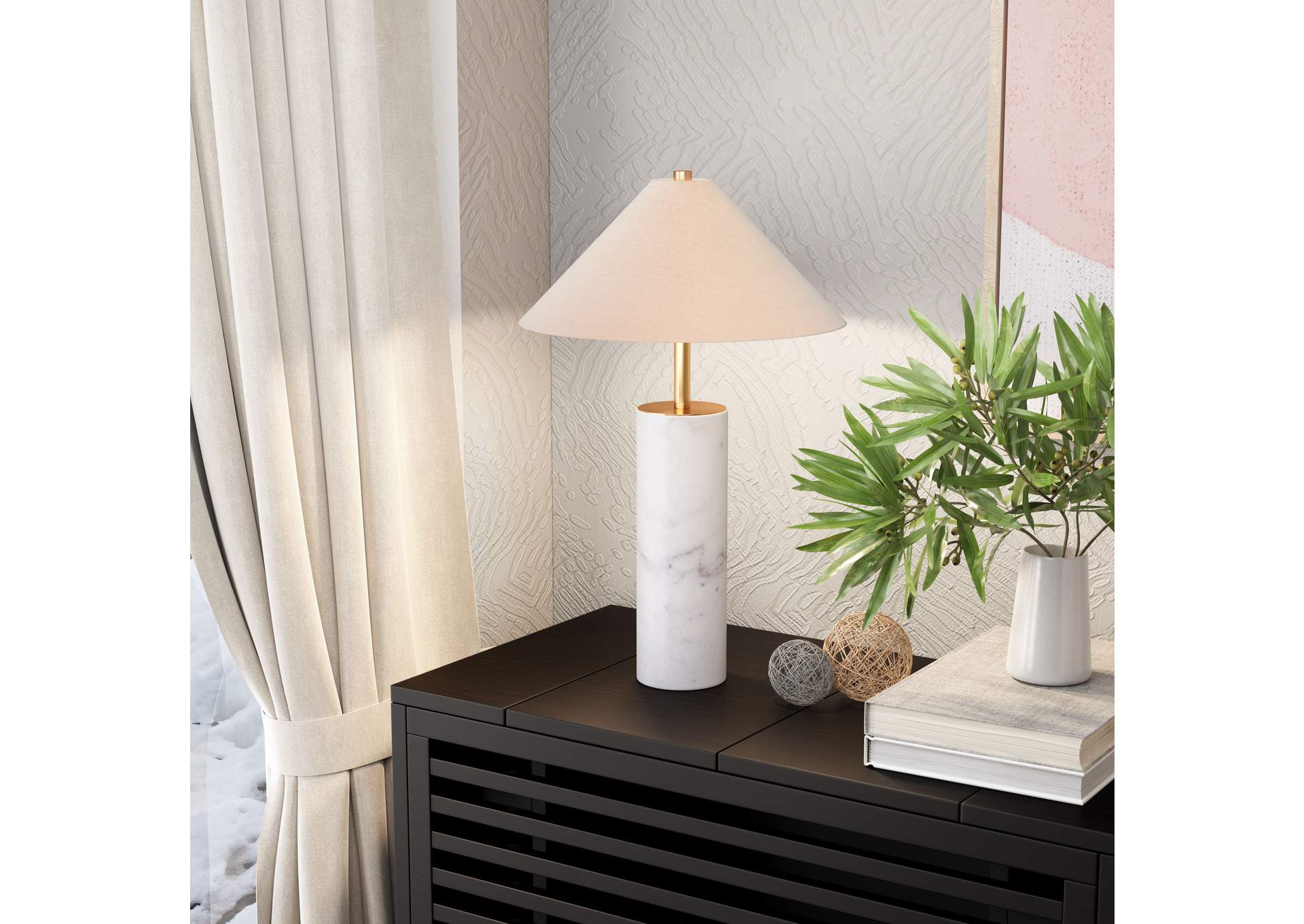 Ciara Table Lamp Beige & White image 1