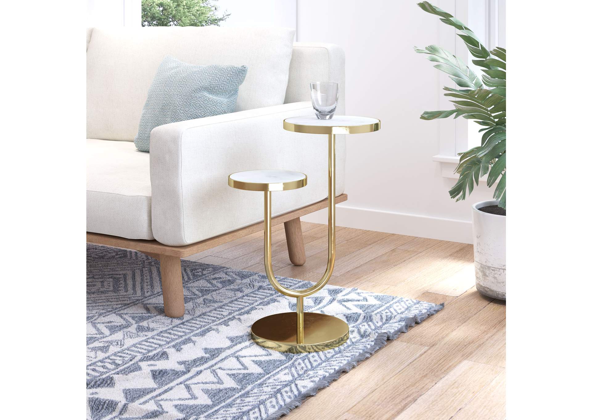Marc Side Table White & Gold
