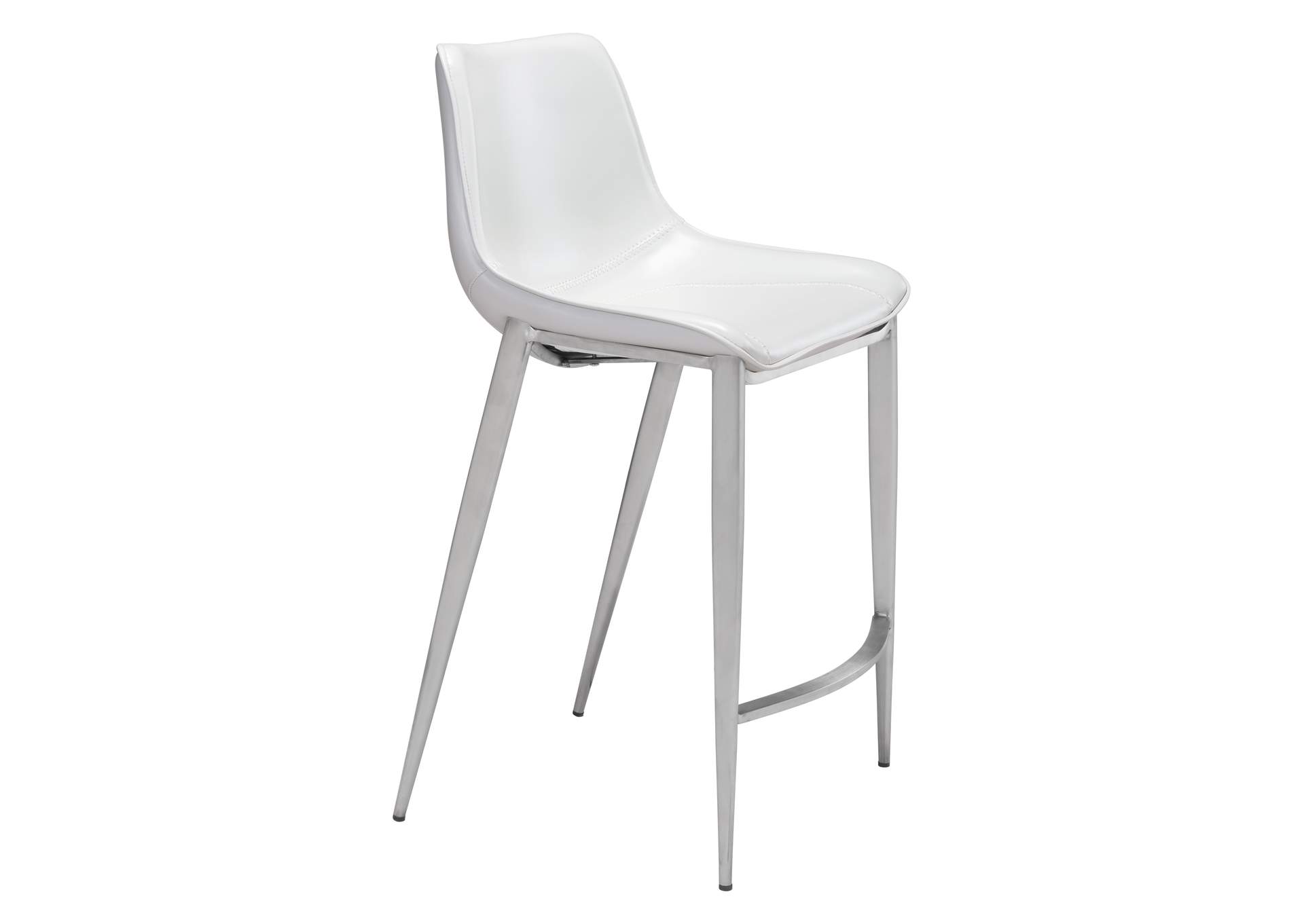 Magnus Counter Stool (Set Of 2) White & Silver image 3