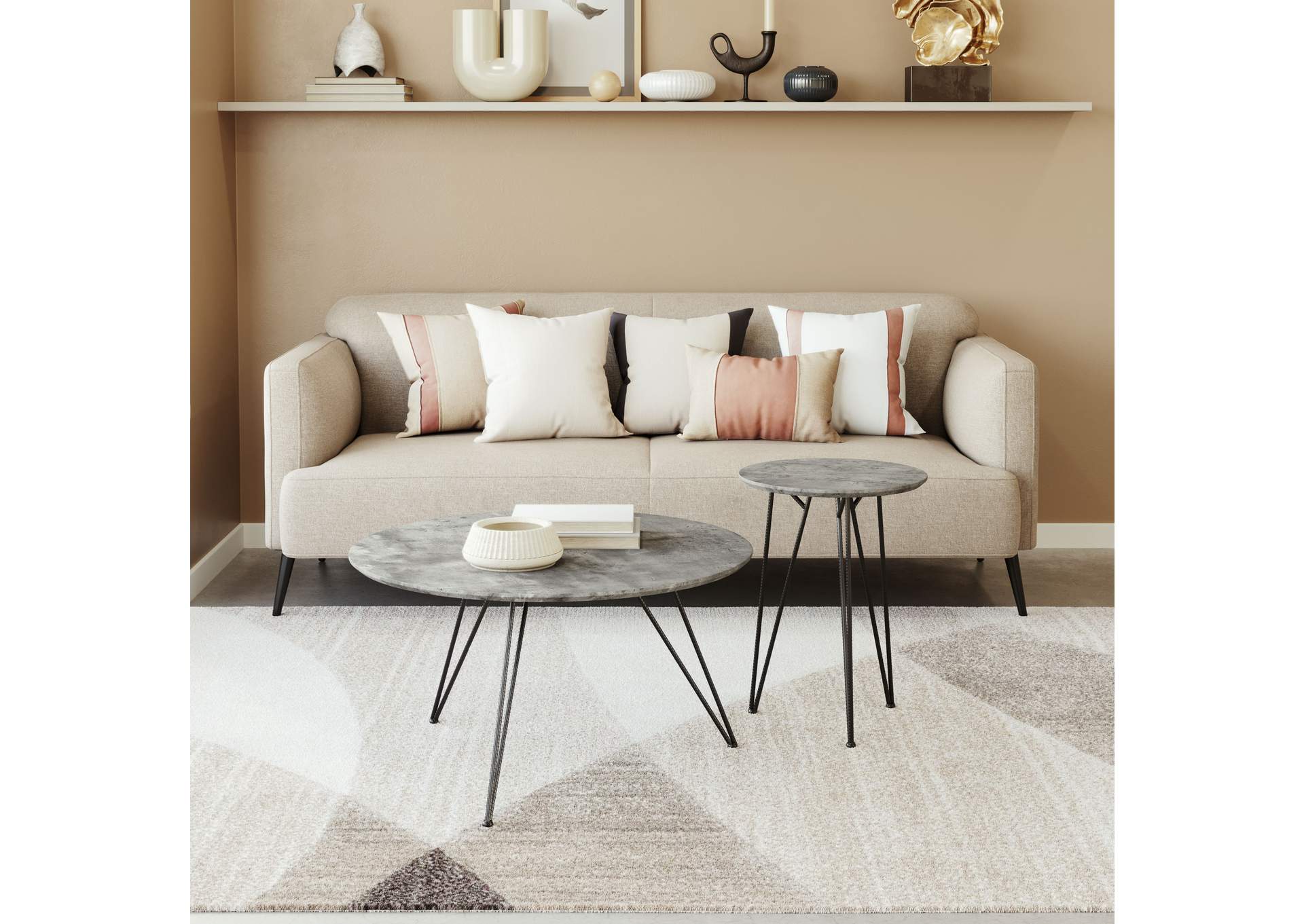Kerris Coffee Table Set (2-Piece) Gray & Black image 1
