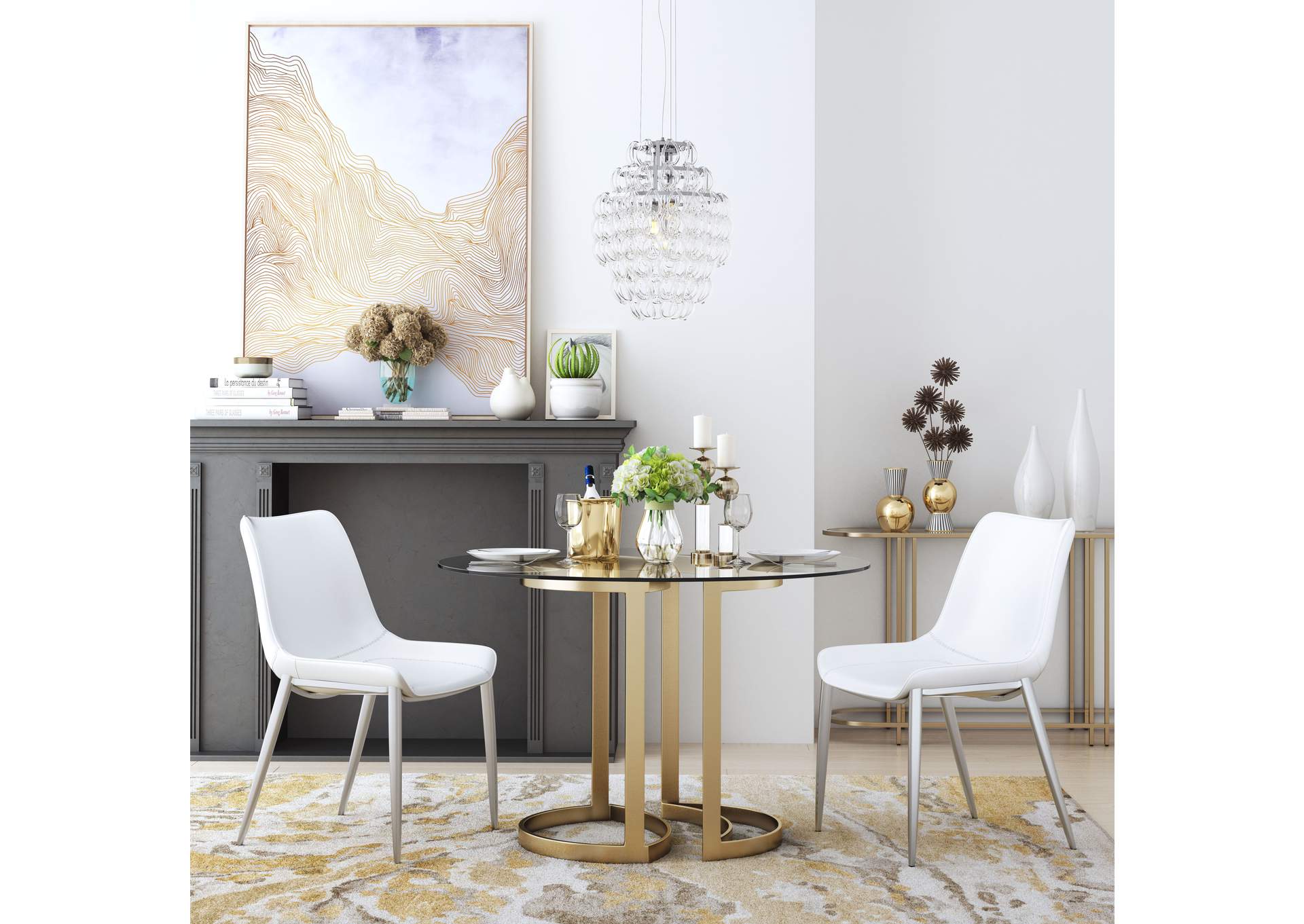 Magnus Dining Chair (Set Of 2) White & Silver image 1