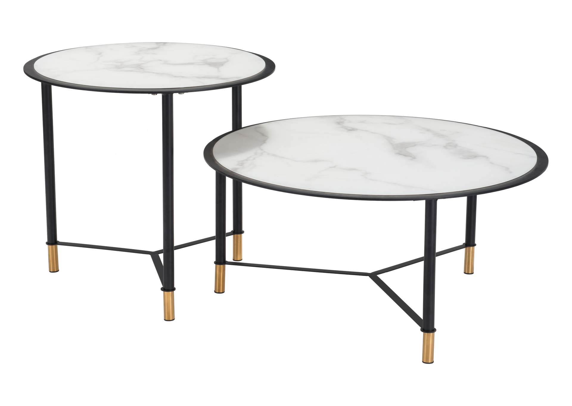 Davis Coffee Table Set (2-Piece) White & Black image 7