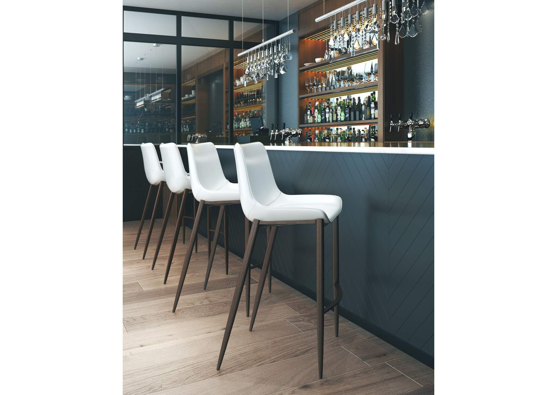 Magnus Barstool (Set Of 2) White & Walnut image 3