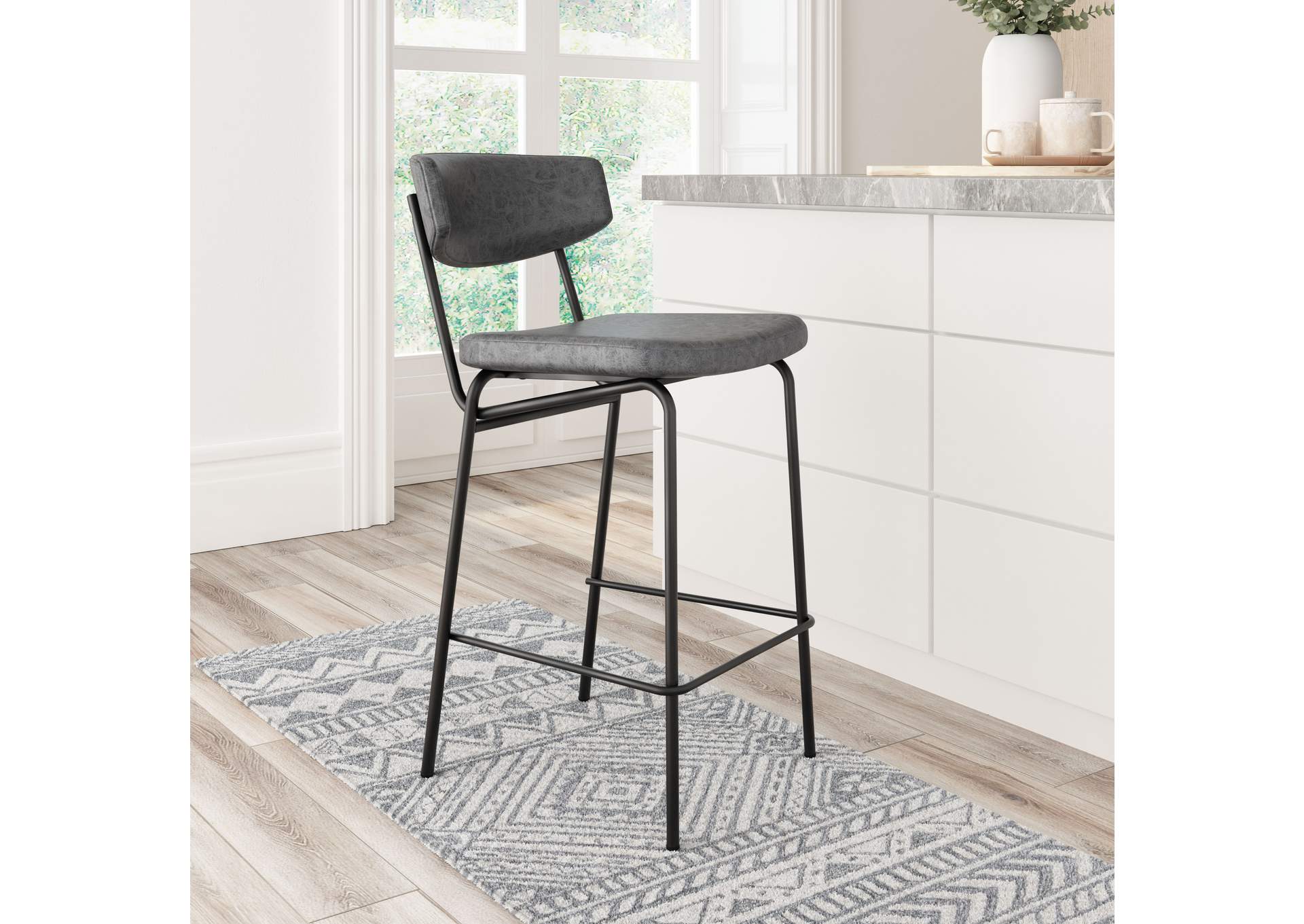 Charon Counter Stool (Set Of 2) Vintage Black image 3