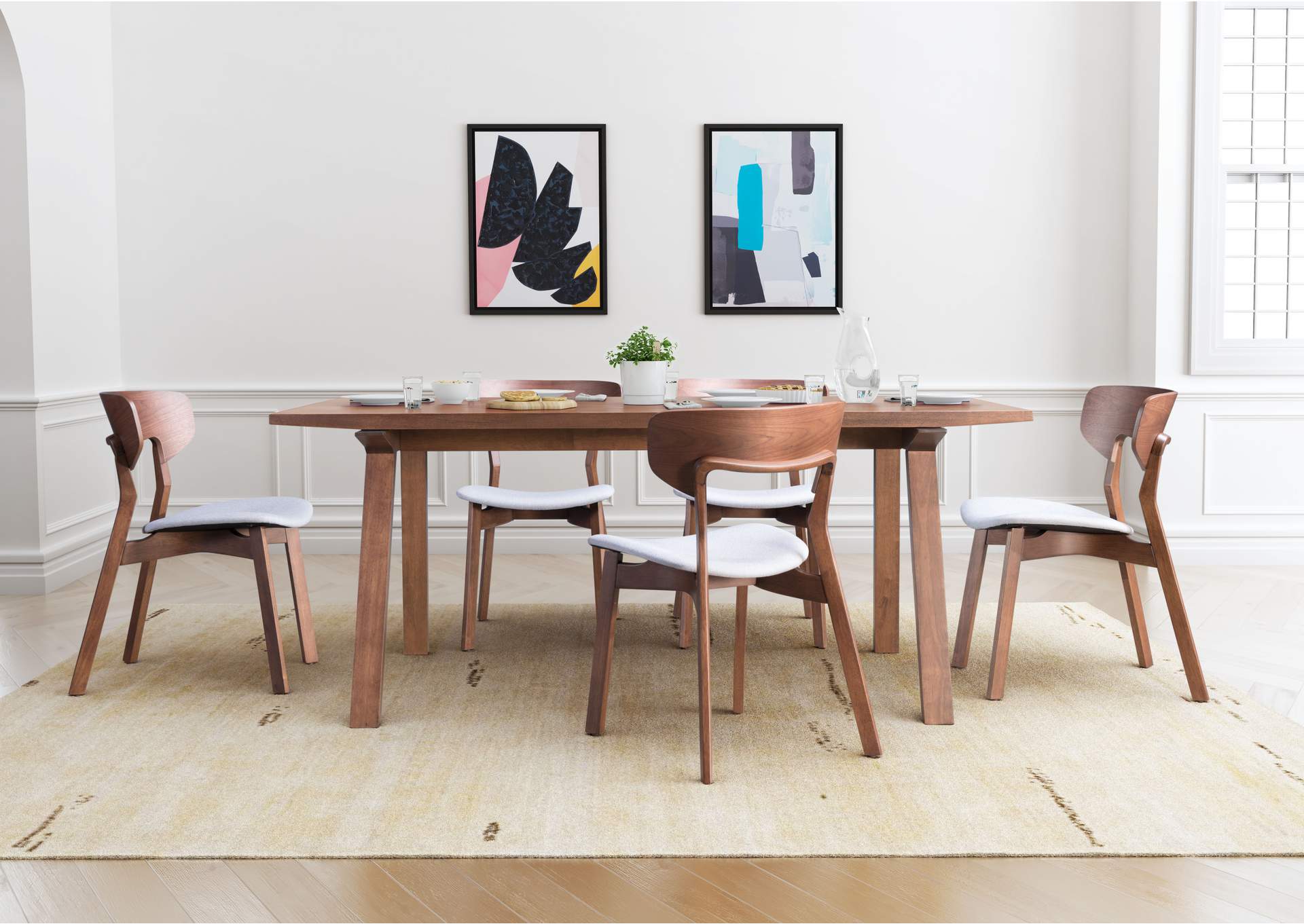 Russell Dining Chair (Set Of 2) Walnut & Light Gray image 1