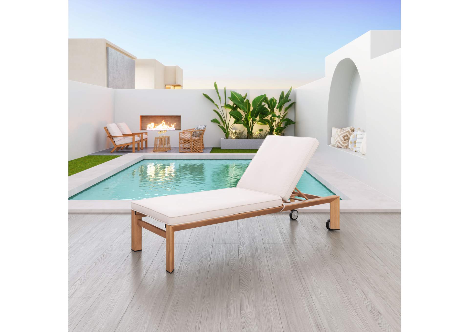 Cozumel Outdoor Lounge Chair Beige & Natural image 1