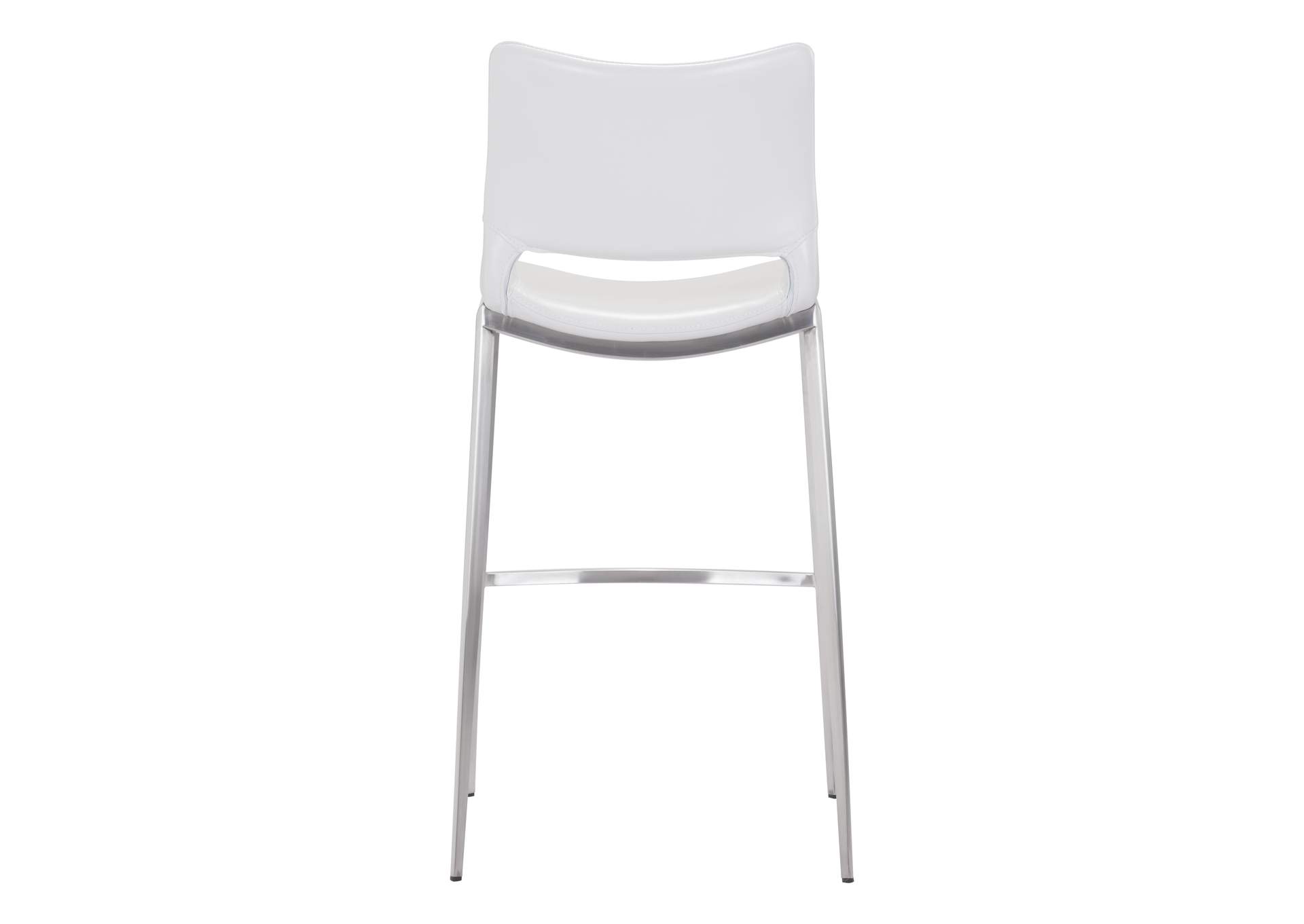 Ace Barstool (Set Of 2) White & Silver image 7