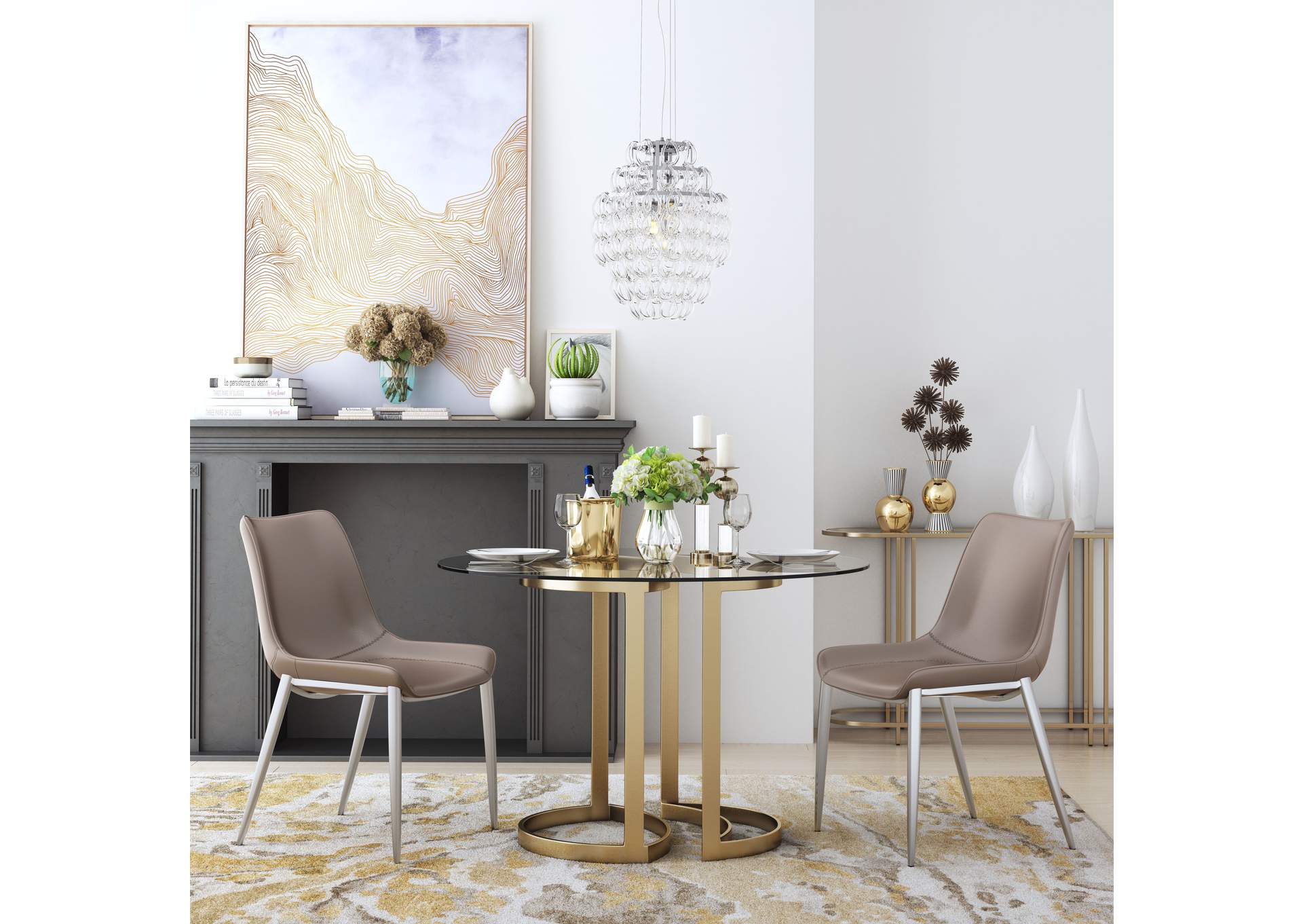 Magnus Dining Chair (Set Of 2) Brown & Silver image 1