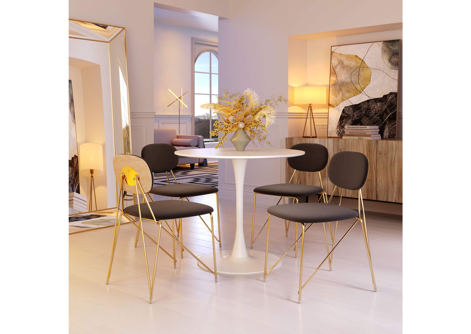 Georges Dining Chair (Set Of 2) Gray & Gold image 3