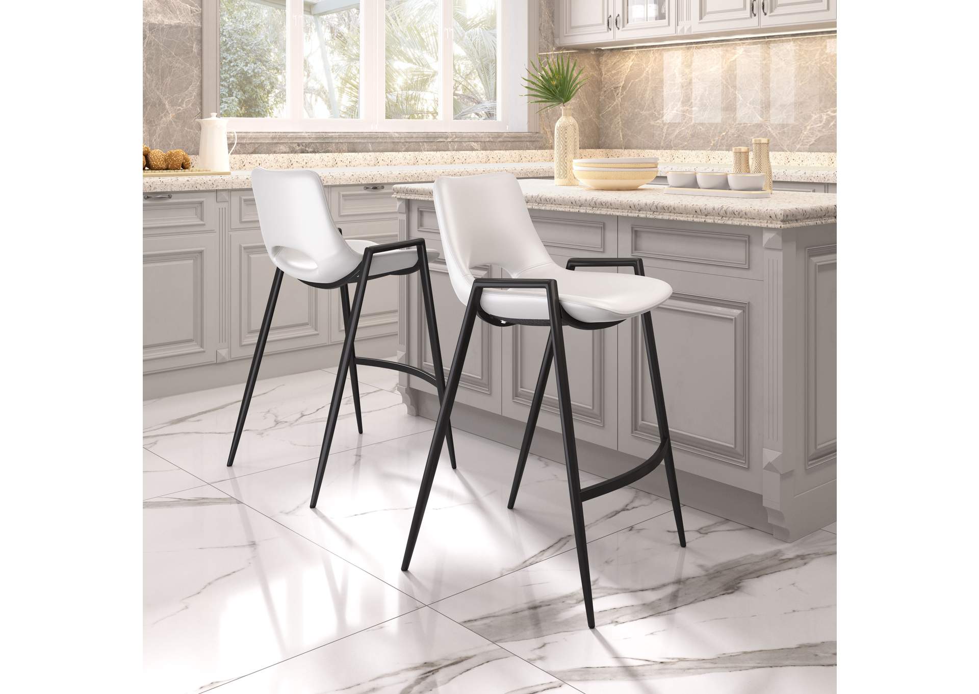 Desi Counter Stool (Set Of 2) White image 3