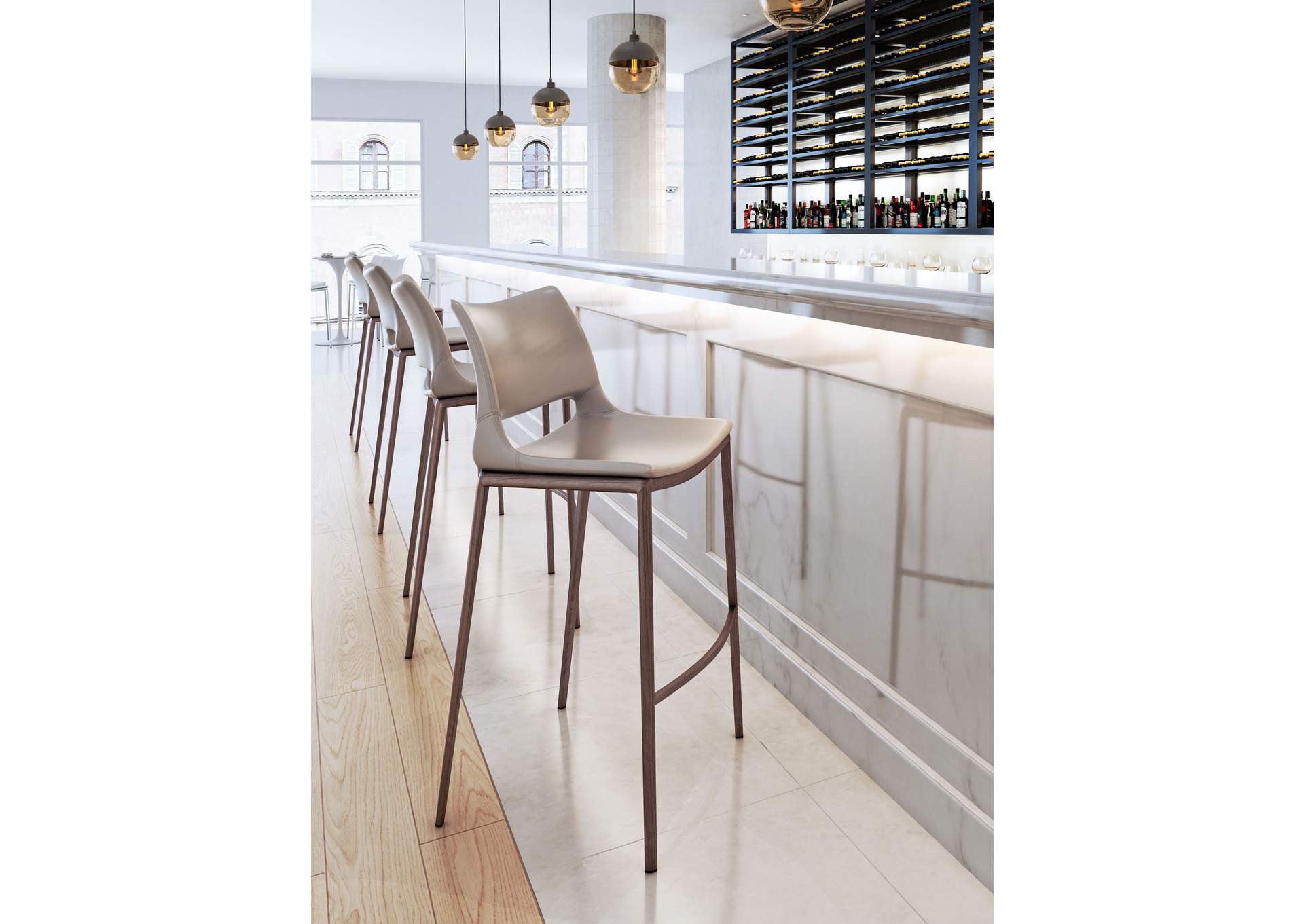 Ace Barstool (Set Of 2) Brown & Walnut image 3