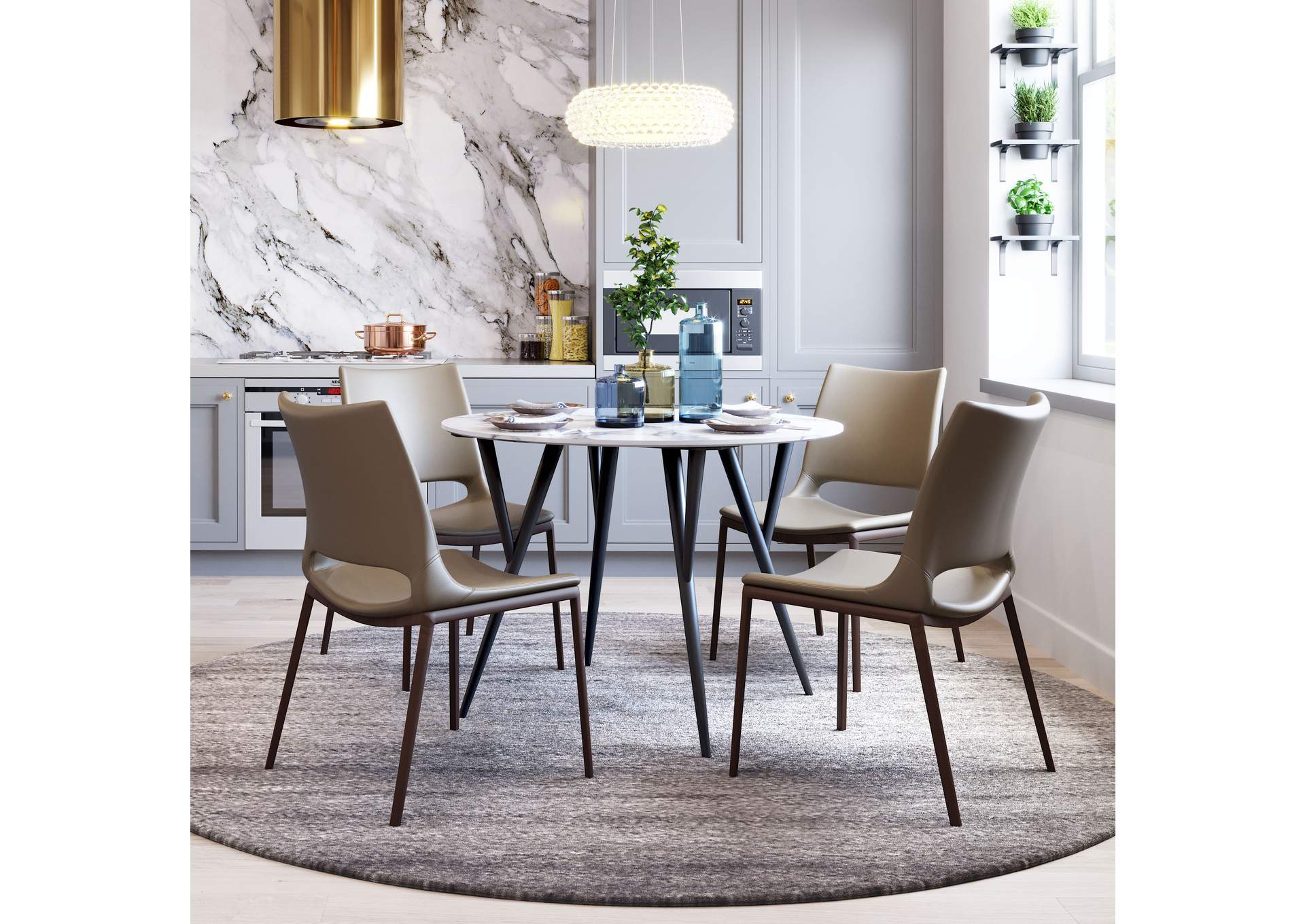 Ace Dining Chair (Set Of 2) Brown & Walnut image 1