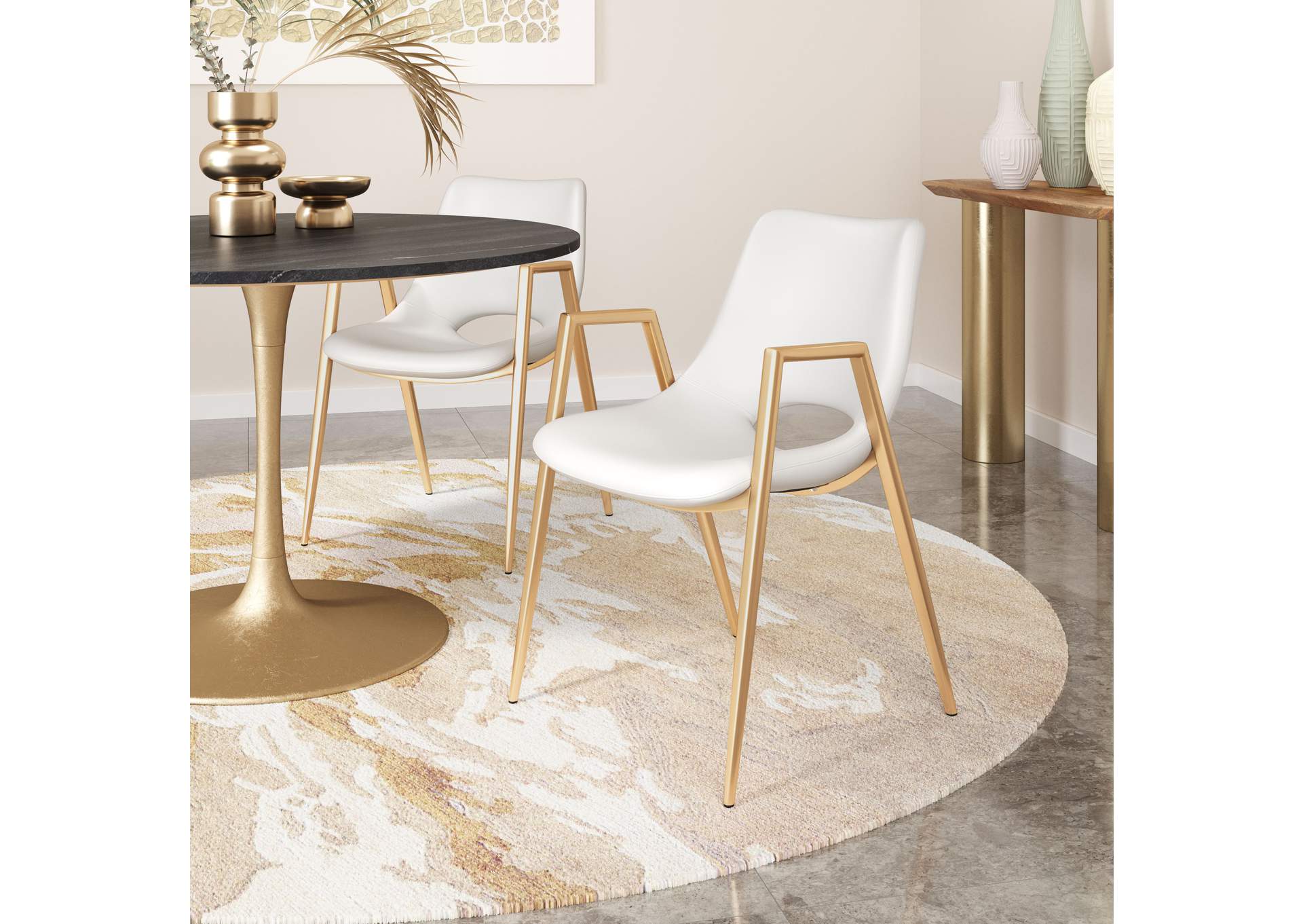 Desi Dining Chair (Set Of 2) White & Gold image 1