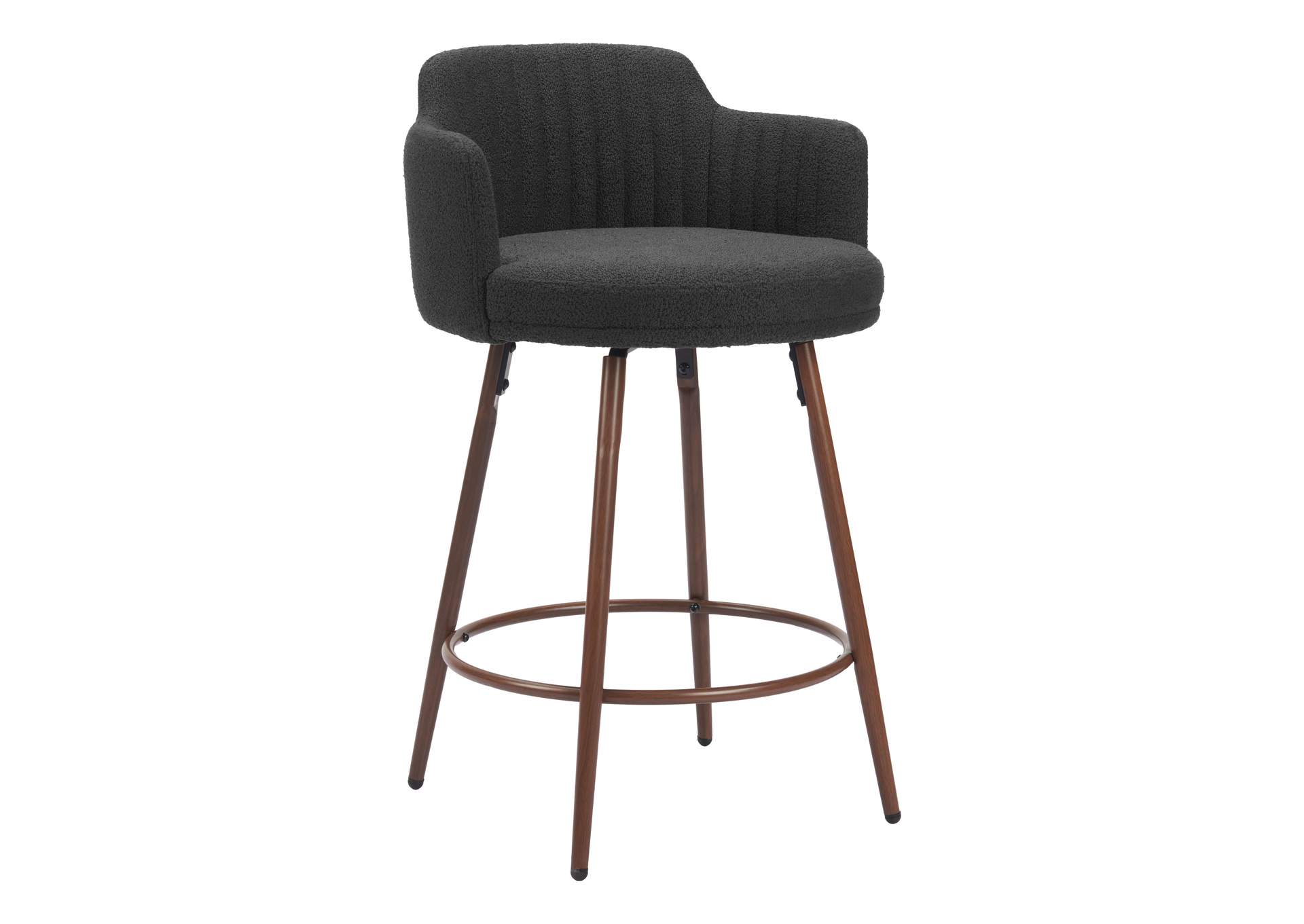 Kono Swivel Counter Stool (Set Of 2) Black & Walnut image 1