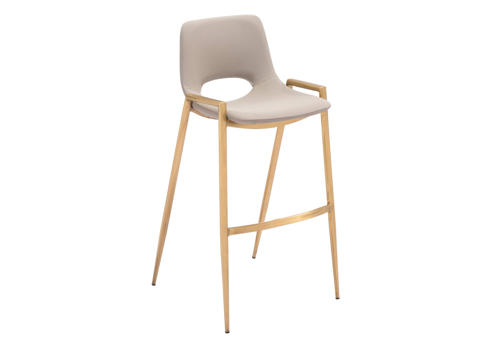 Desi Barstool (Set Of 2) Beige & Gold image 3