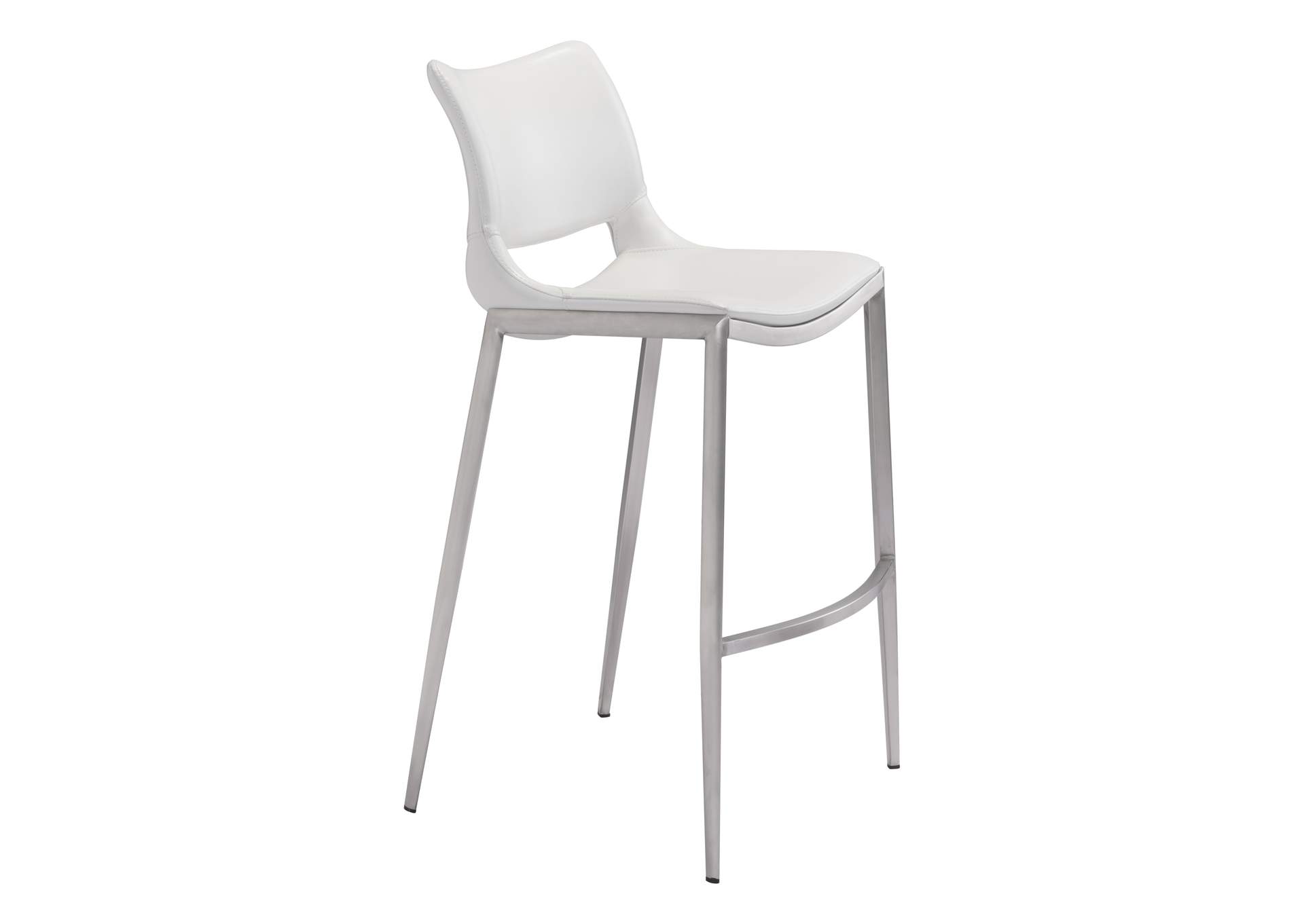 Ace Barstool (Set Of 2) White & Silver image 4