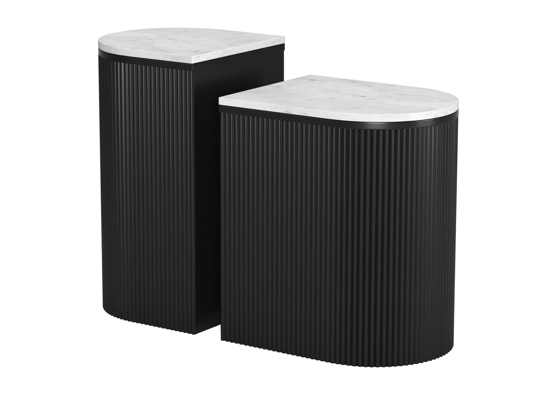 Ormara Side Table Set (2-Piece) White & Black image 1