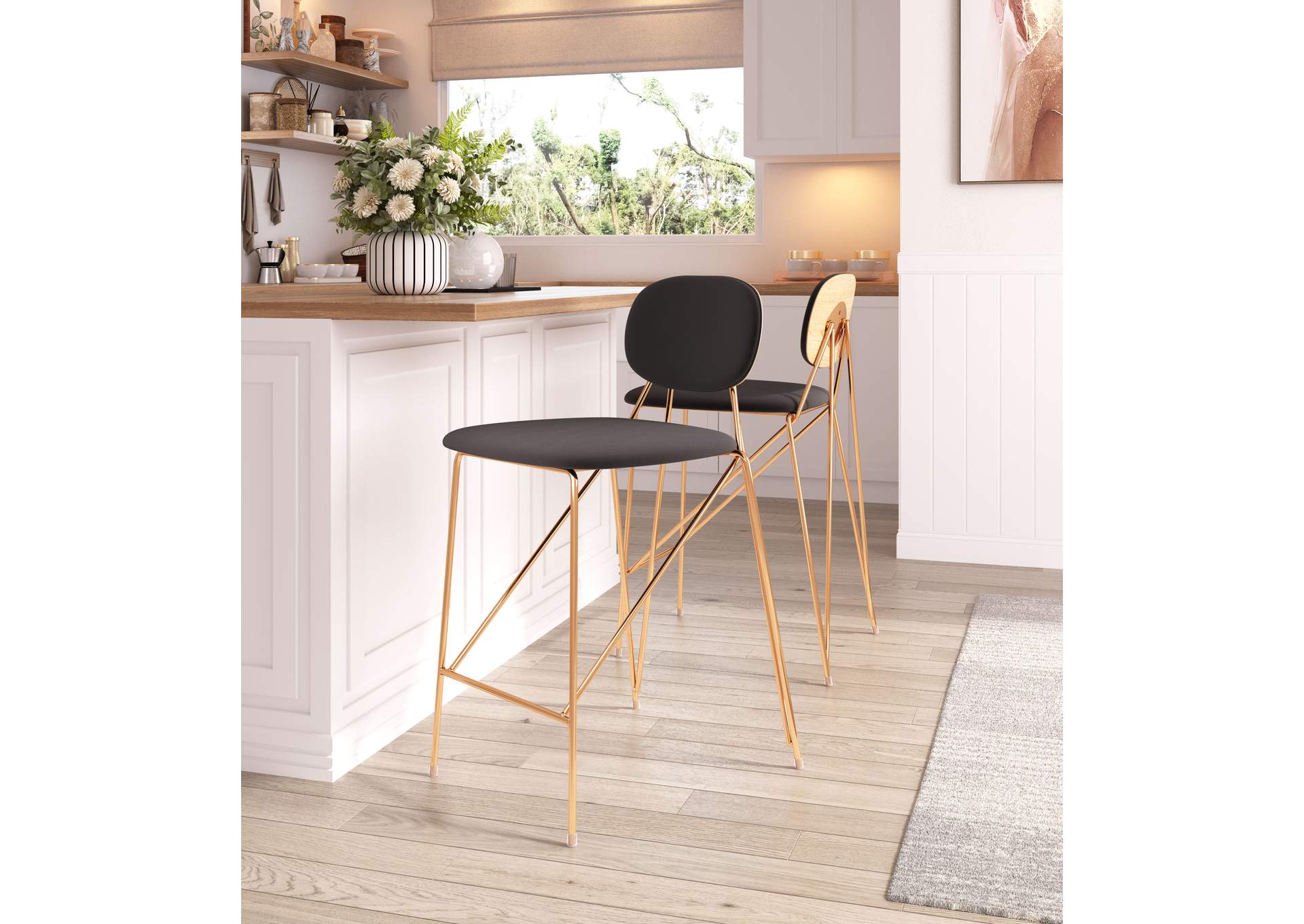 Georges Counter Stool (Set Of 2) Gray & Gold image 1