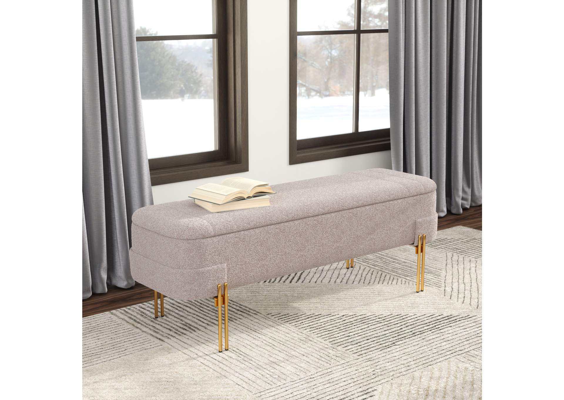 Lebreton Storage Bench Oatmeal Beige image 1