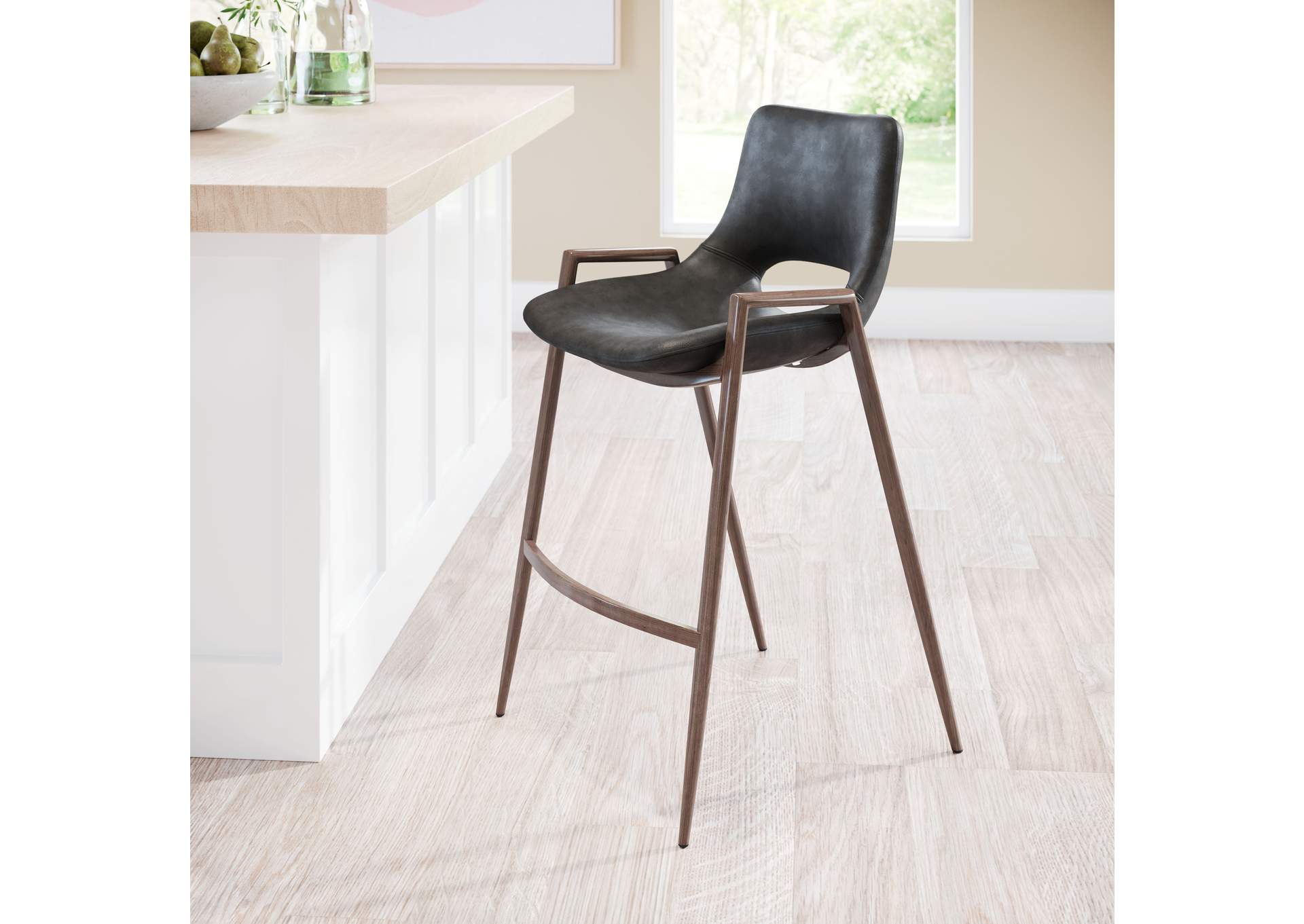 Desi Counter Stool (Set Of 2) Black & Walnut image 1
