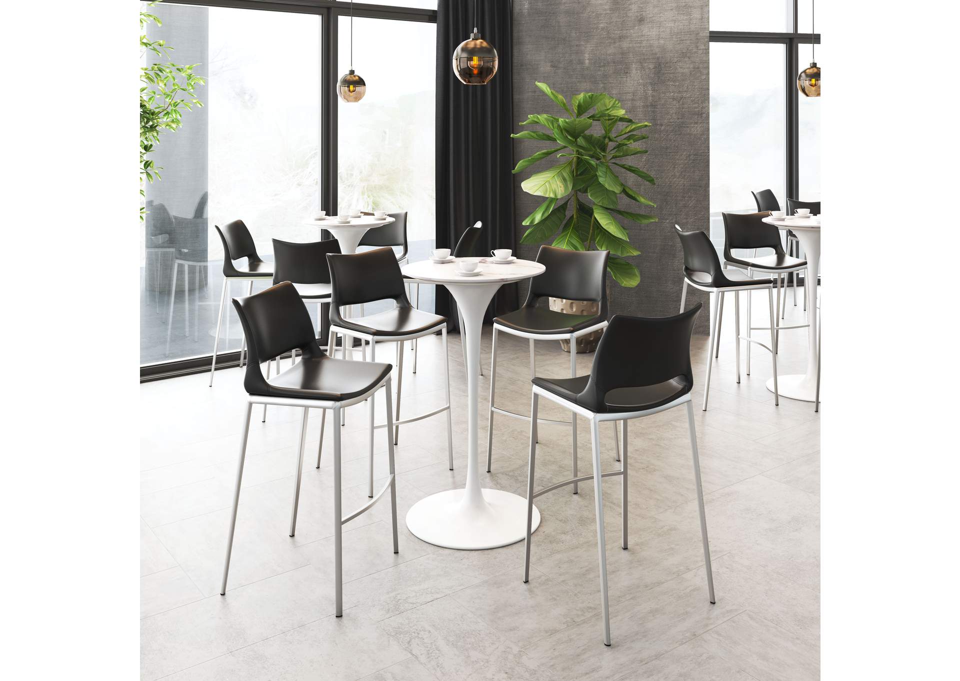 Ace Barstool (Set Of 2) Black & Silver image 1
